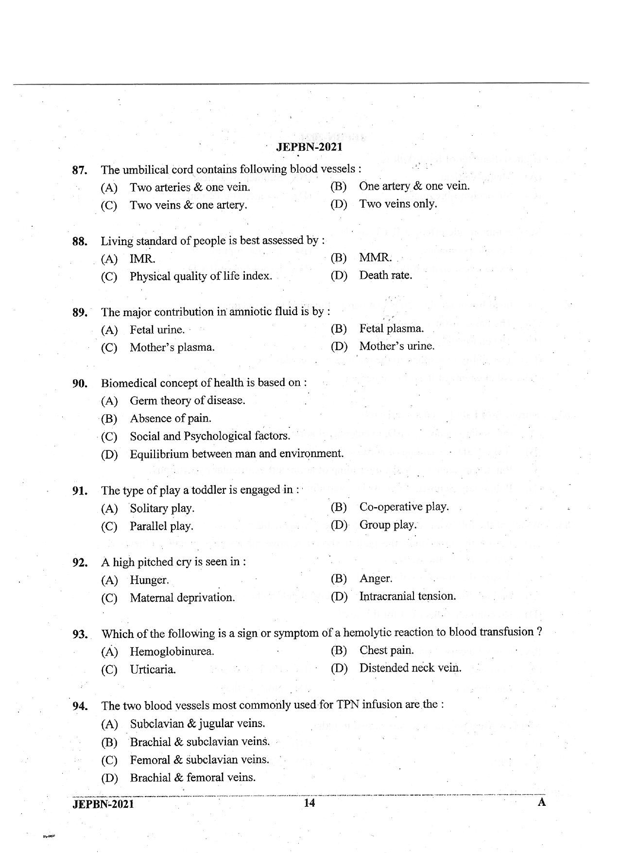 WBJEE JEPBN 2021 Question Paper - Page 14