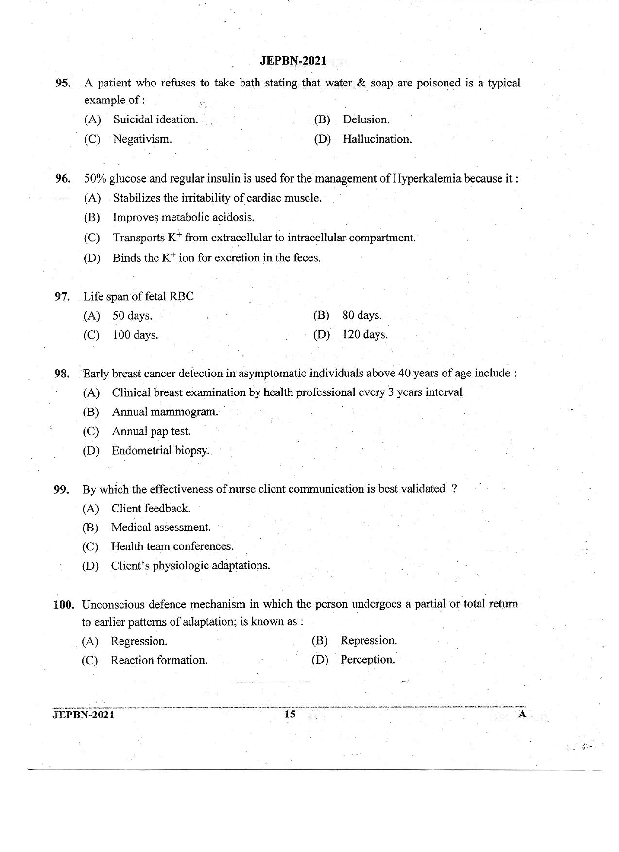 WBJEE JEPBN 2021 Question Paper - Page 15