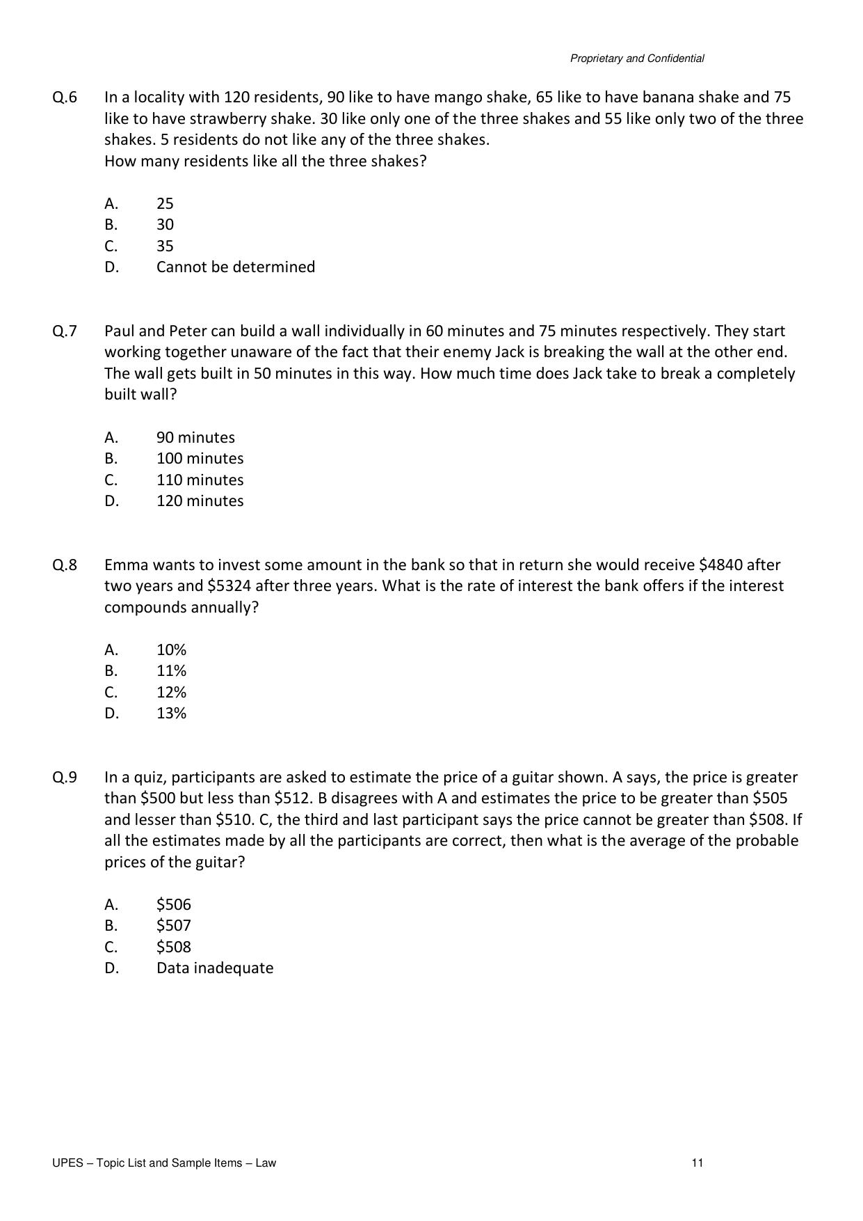 UPES Law Sample Papers - IndCareer Docs