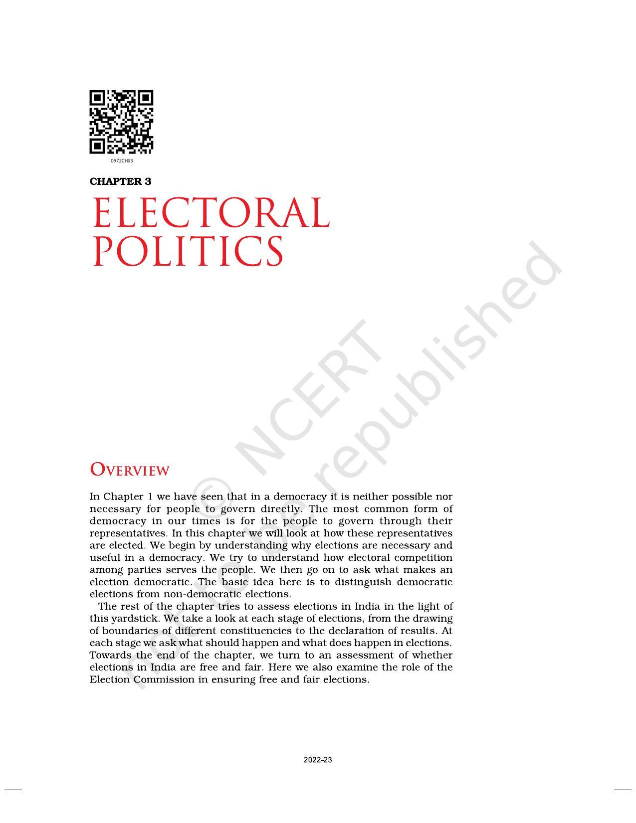 NCERT Book For Class 9 Civics Chapter 4 Electoral Politics