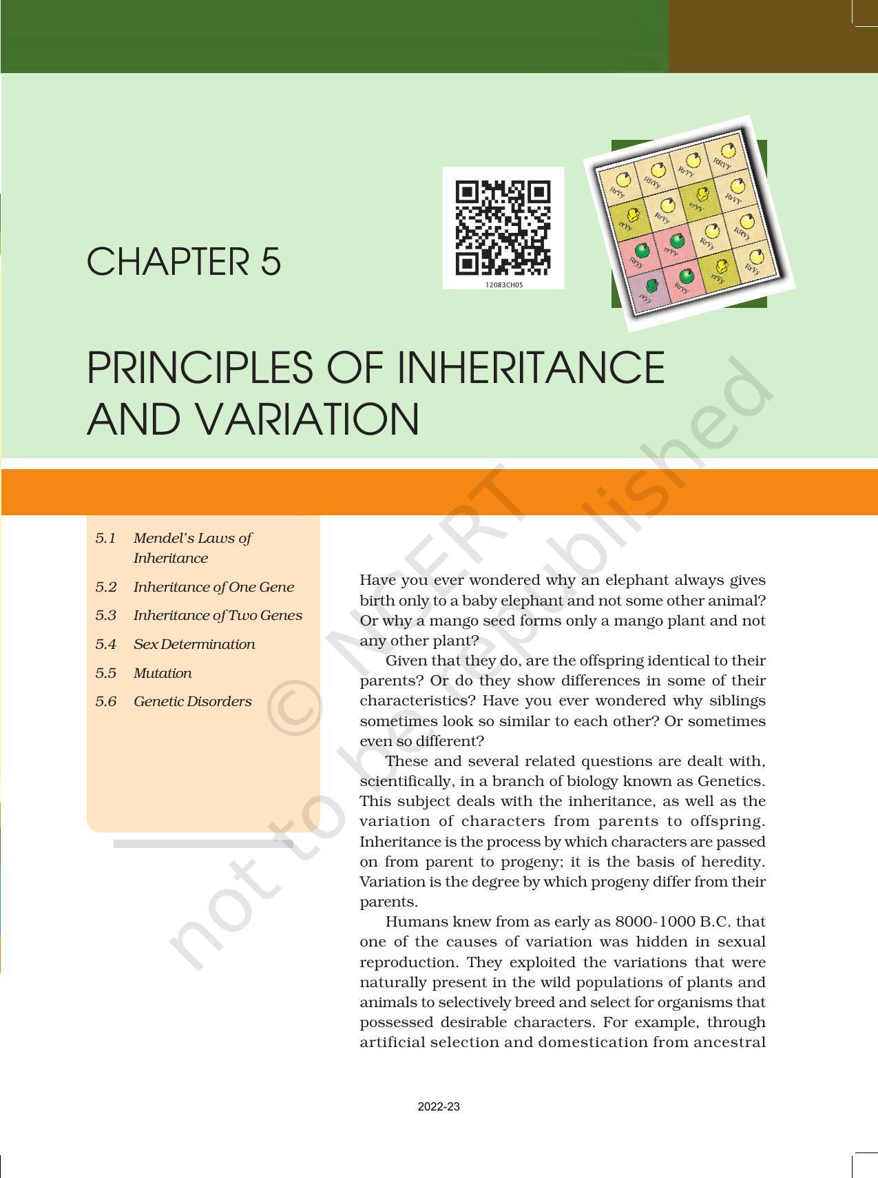 NCERT Book for Class 12 Biology Chapter 5 Principles of Inheritance and Variation - Page 3