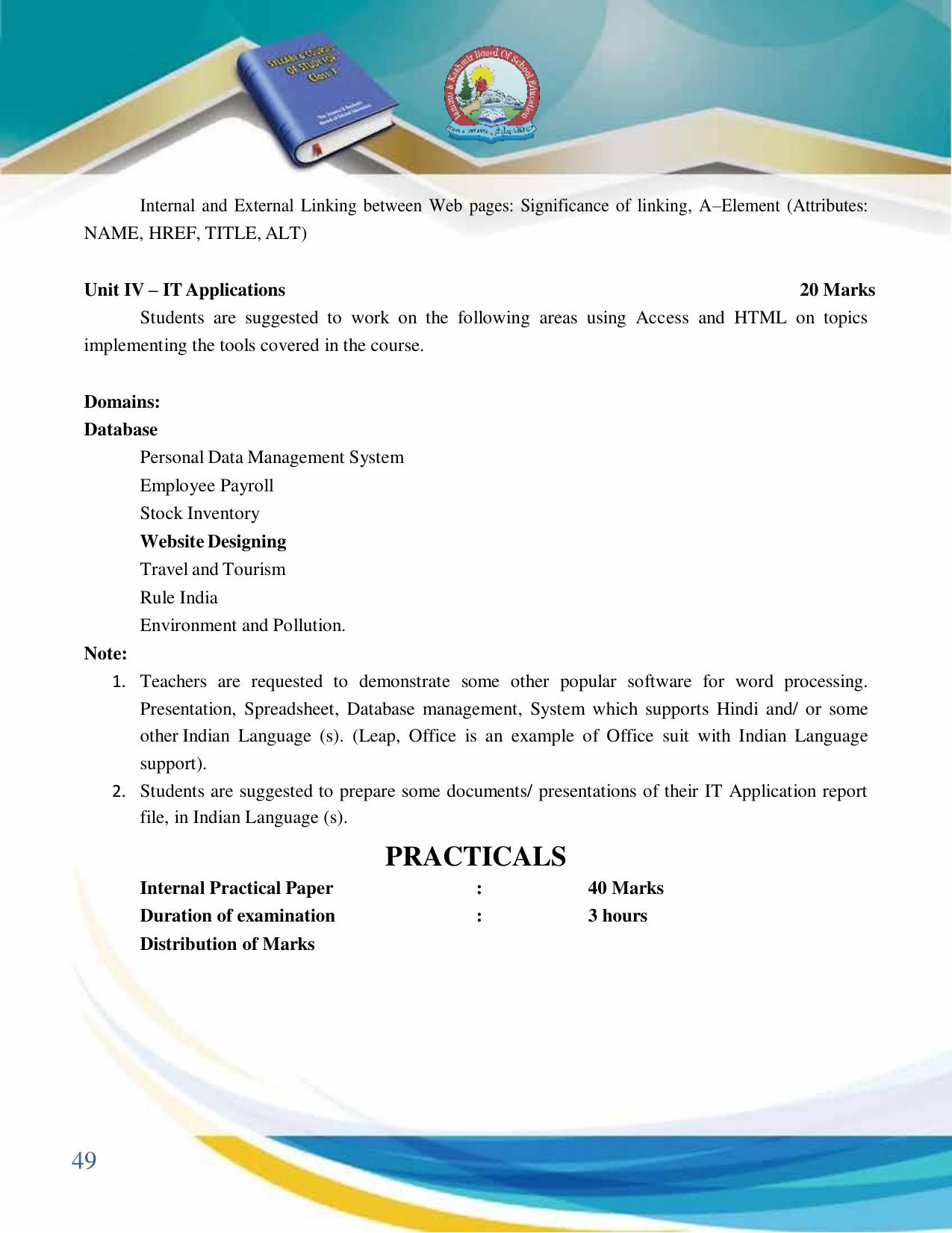JKBOSE Class 10 Syllabus for JK & Ladakh (2024-25) - Page 50