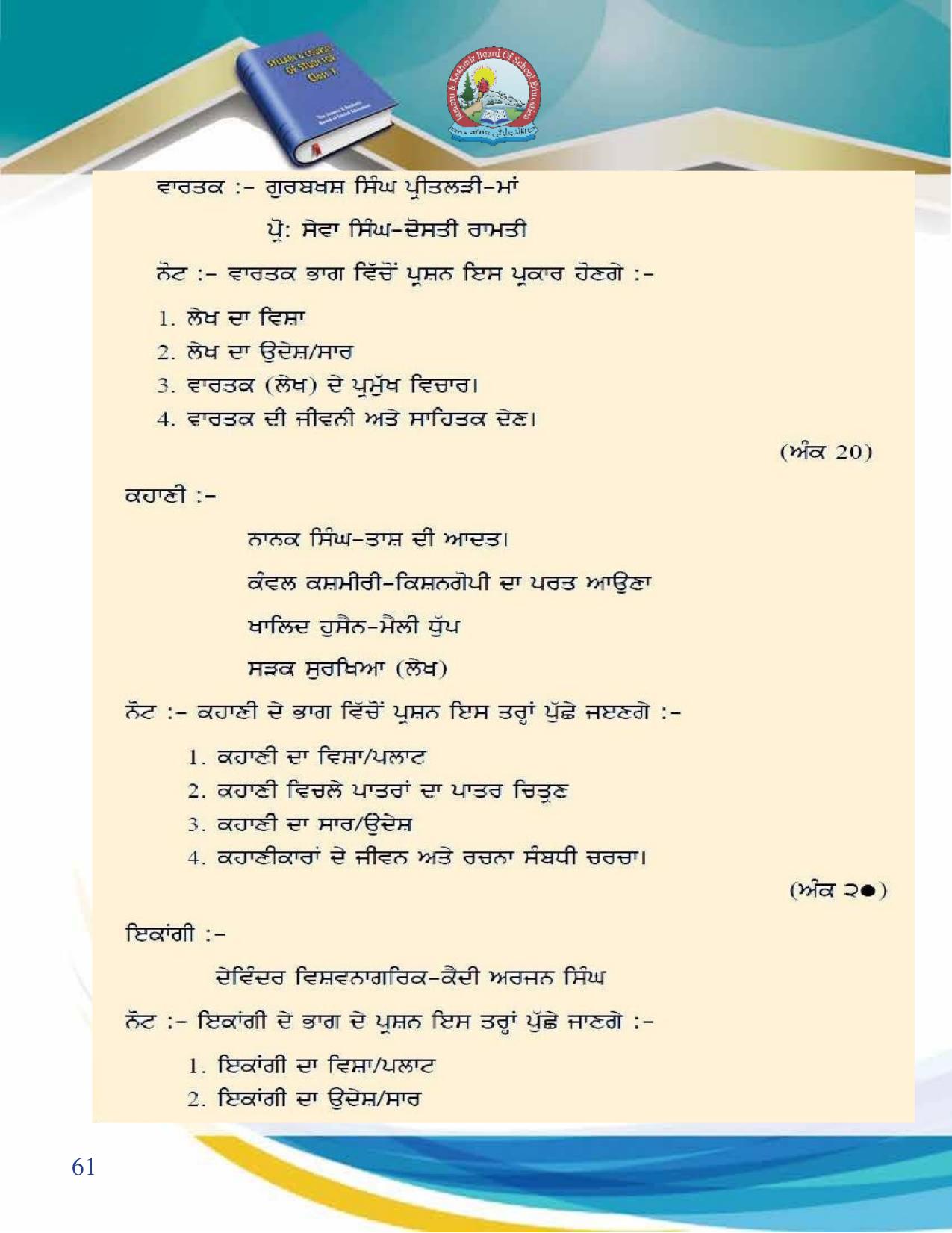 JKBOSE Class 10 Syllabus for JK & Ladakh (2024-25) - Page 62