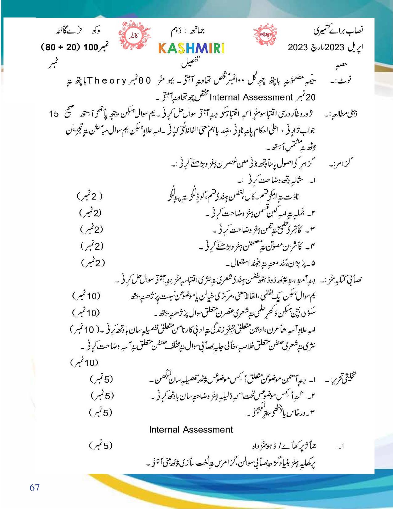 JKBOSE Class 10 Syllabus for JK & Ladakh (2024-25) - Page 68