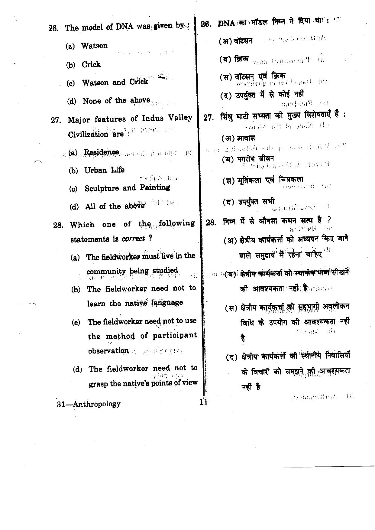 URATPG  Anthropology 2012 Question Paper - Page 11