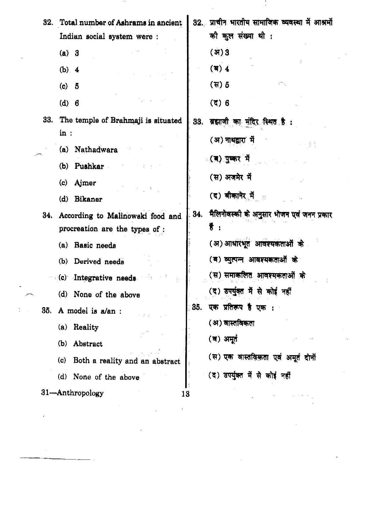 URATPG  Anthropology 2012 Question Paper - Page 13