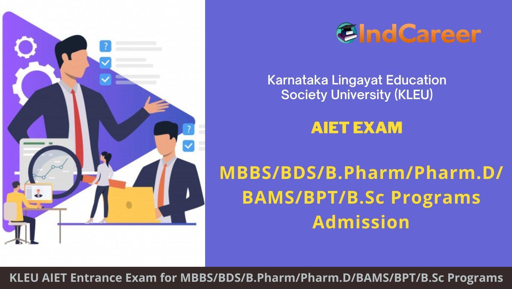 KLEU AIET Exam Karnataka announces Exam Dates Application Form