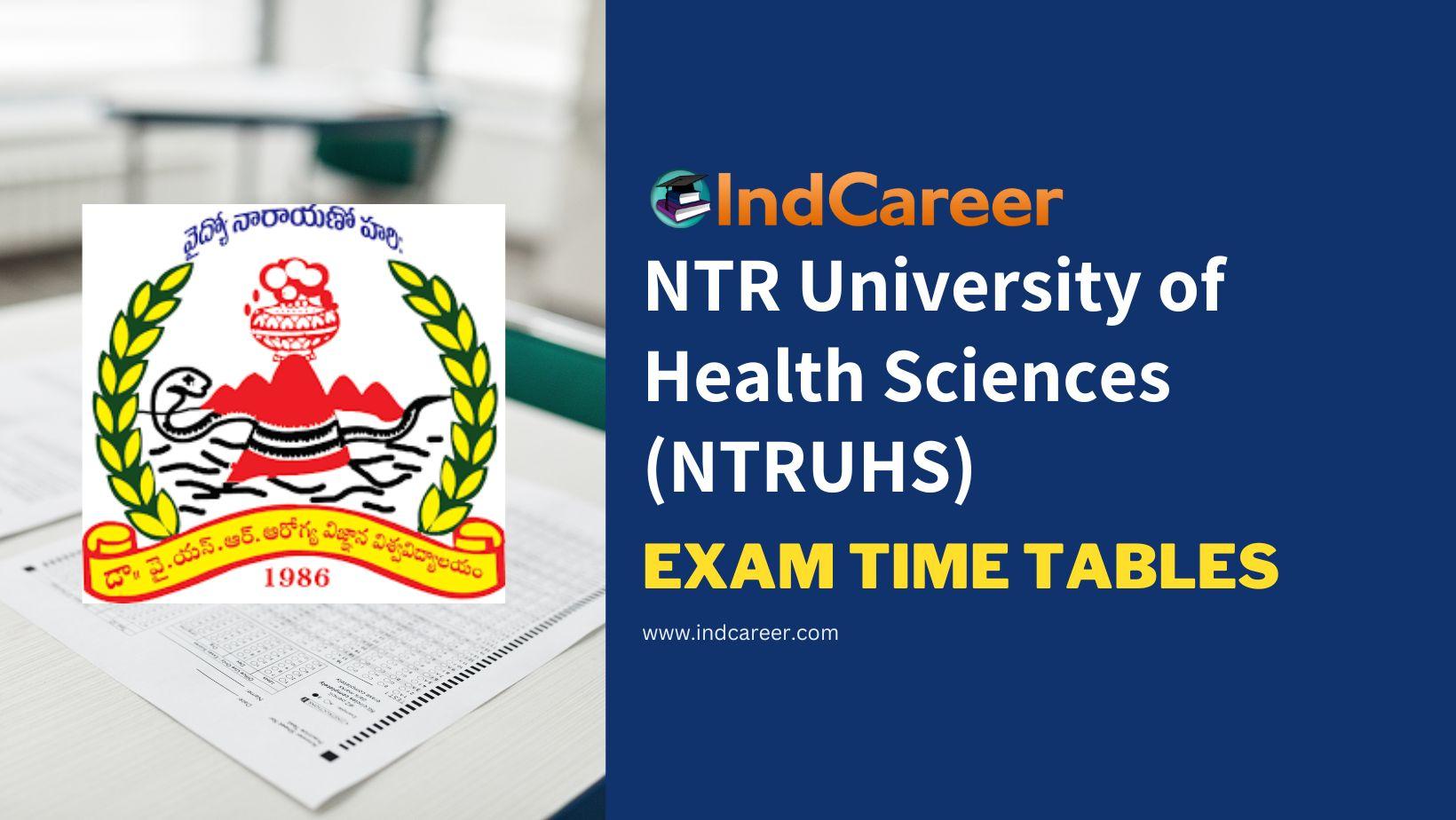 NTR University of Health Sciences (NTRUHS) Exam Time Tables - IndCareer