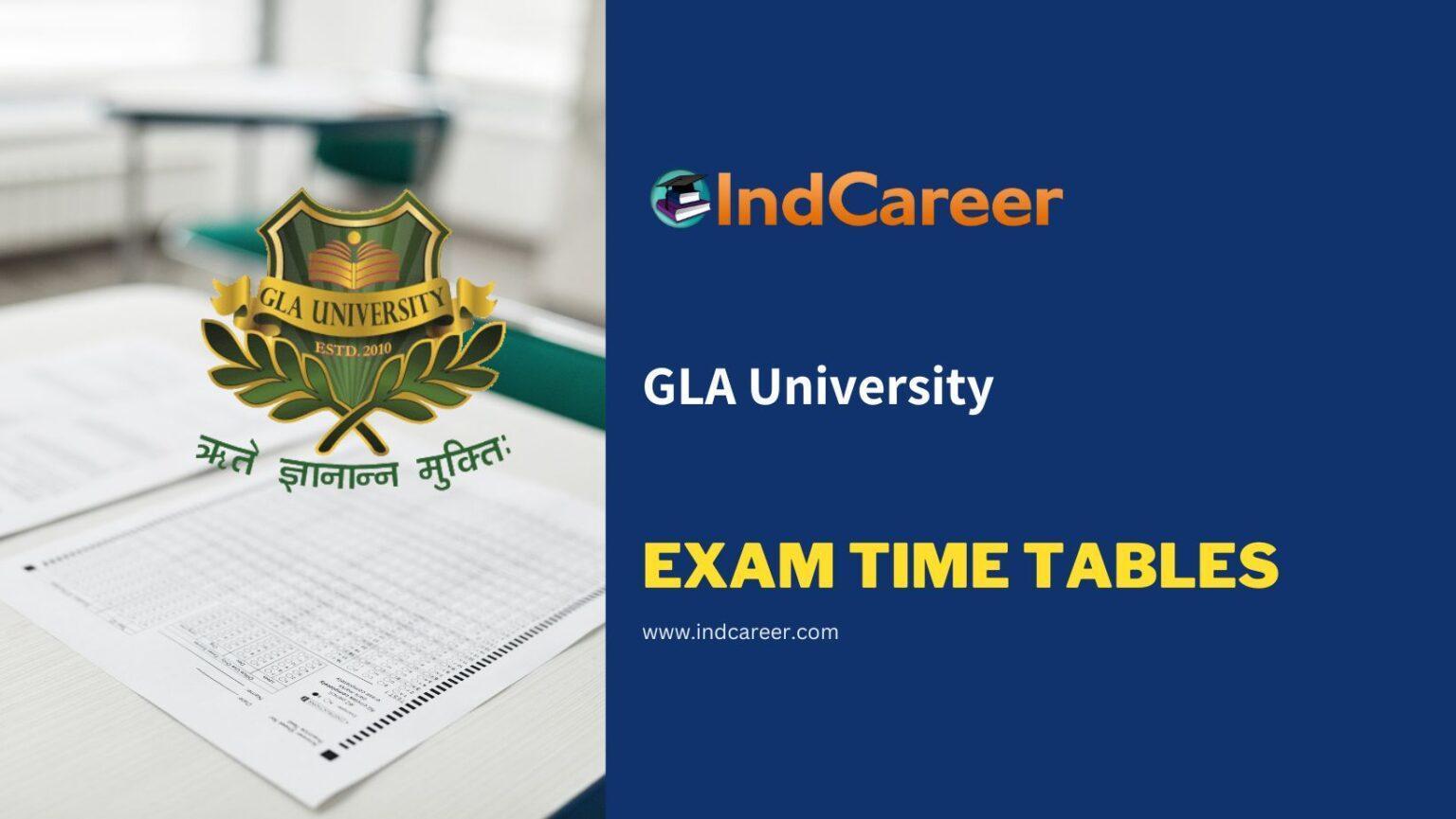 GLA University Exam Time Tables IndCareer