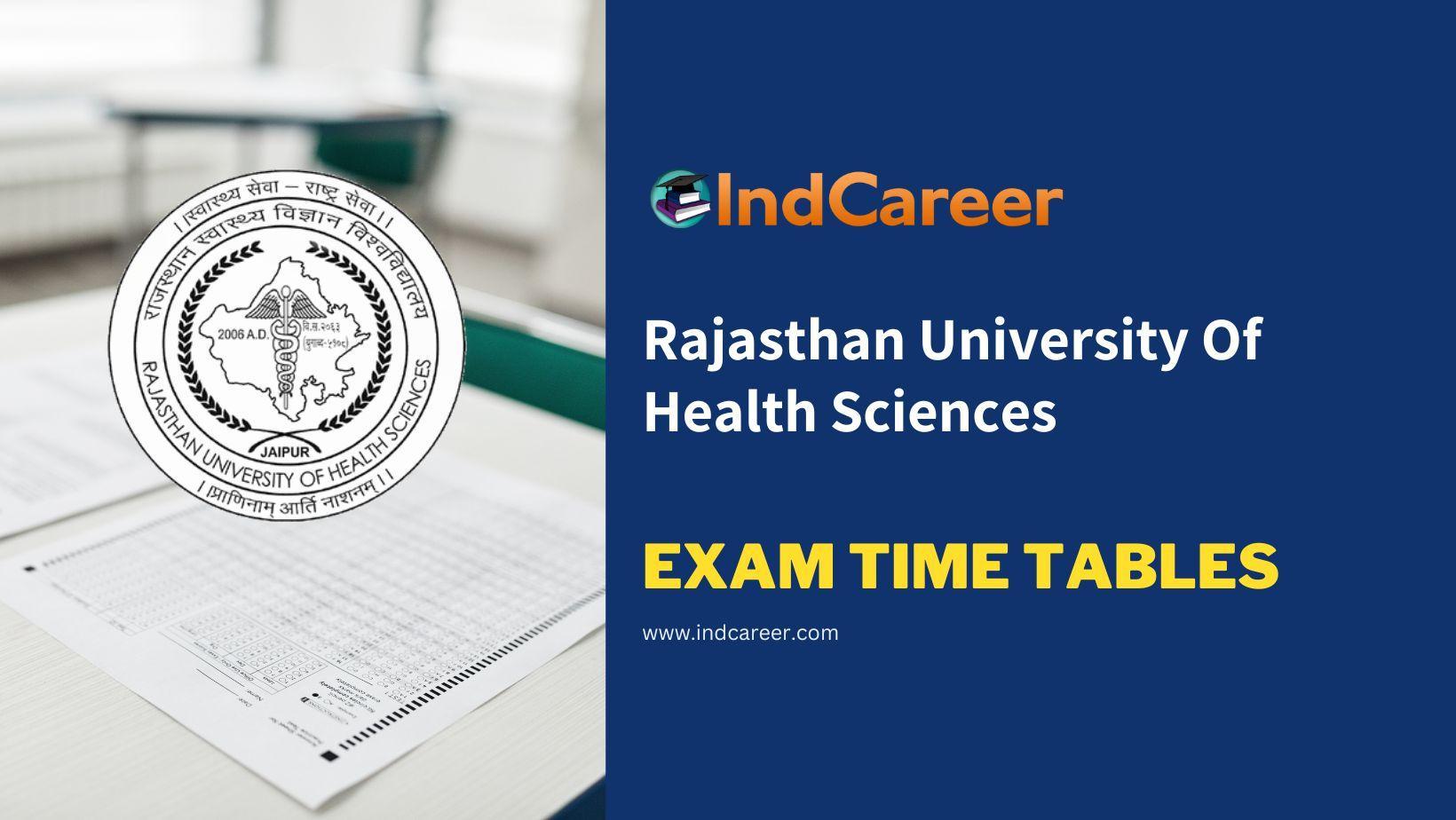 Rajasthan University Of Health Sciences (RUHS) Exam Time Tables - IndCareer