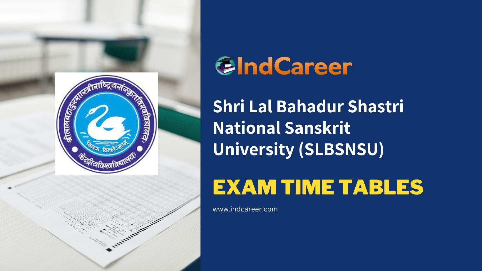 Shri Lal Bahadur Shastri National Sanskrit University (SLBSNSU) Exam ...