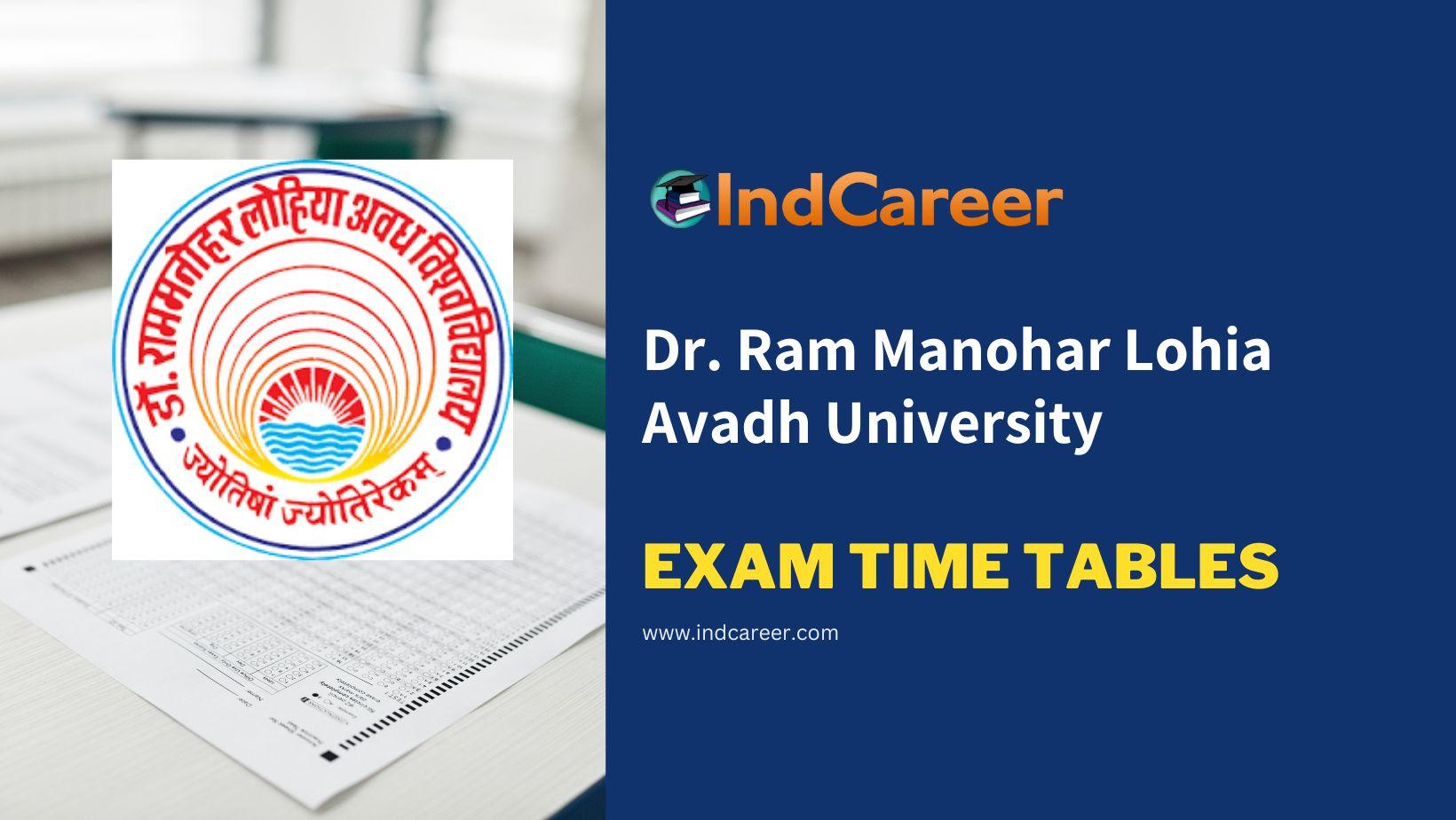 Dr. Ram Manohar Lohia Avadh University (RMLAU) Exam Time Tables - IndCareer