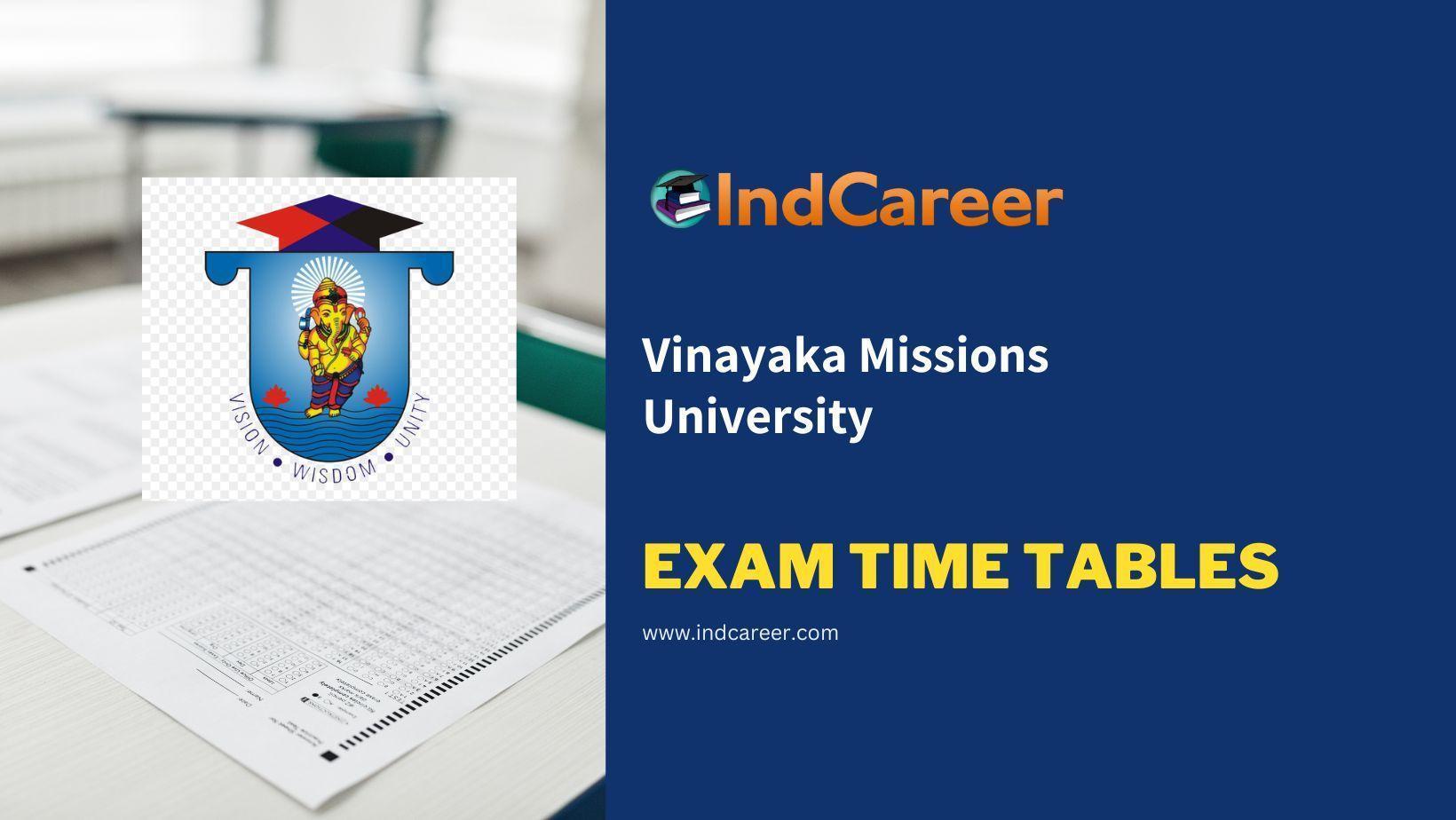 Vinayaka Missions University VMU Exam Time Tables PGD PRA