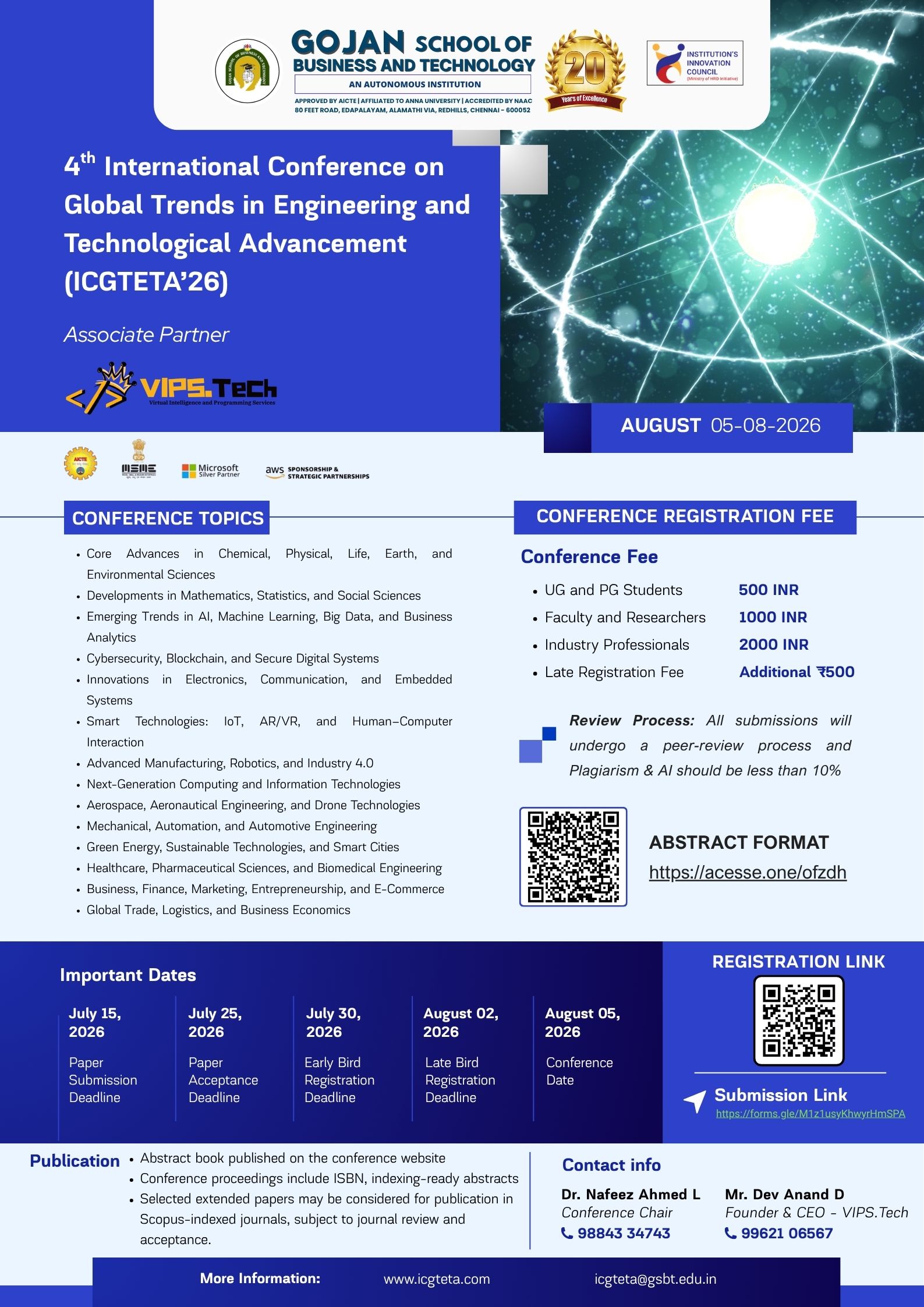 4th International Conference on Global Trends in Engineering and Technological Advancement (ICGTETA'26) Poster