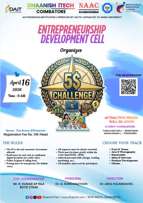 $5 Challange 2026, Dhaanish Ahmed Institute of Technology, Coimbatore