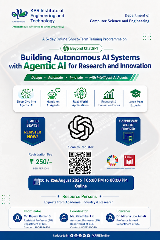 5-Day Online Short-Term Training Programme (STTP) on Building Autonomous AI systems with Agentic AI for research and Innovation Poster