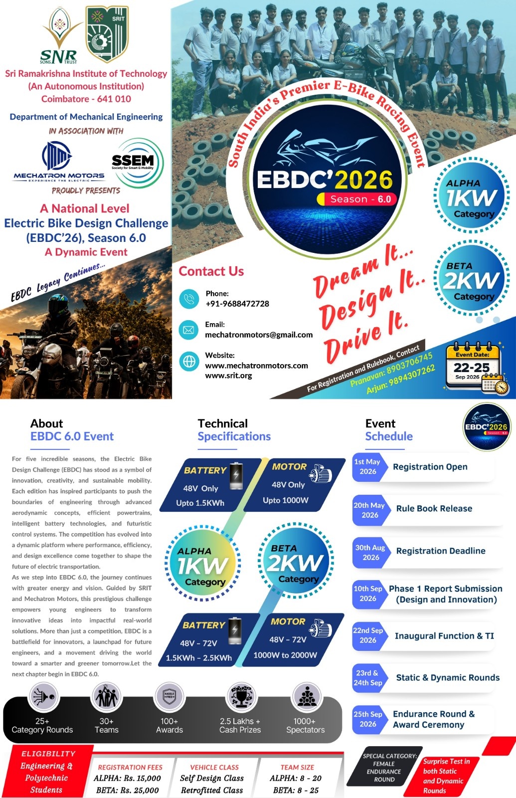A National Level Electric Bike Design Challenge (EBDC’26), Season 6.0