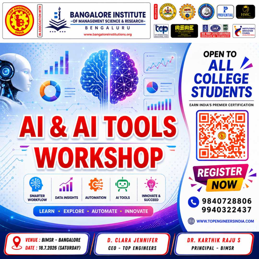 AI & AI Tools Workshop 2026, Chennai, Tamil Nadu, 18th July 2026 Poster