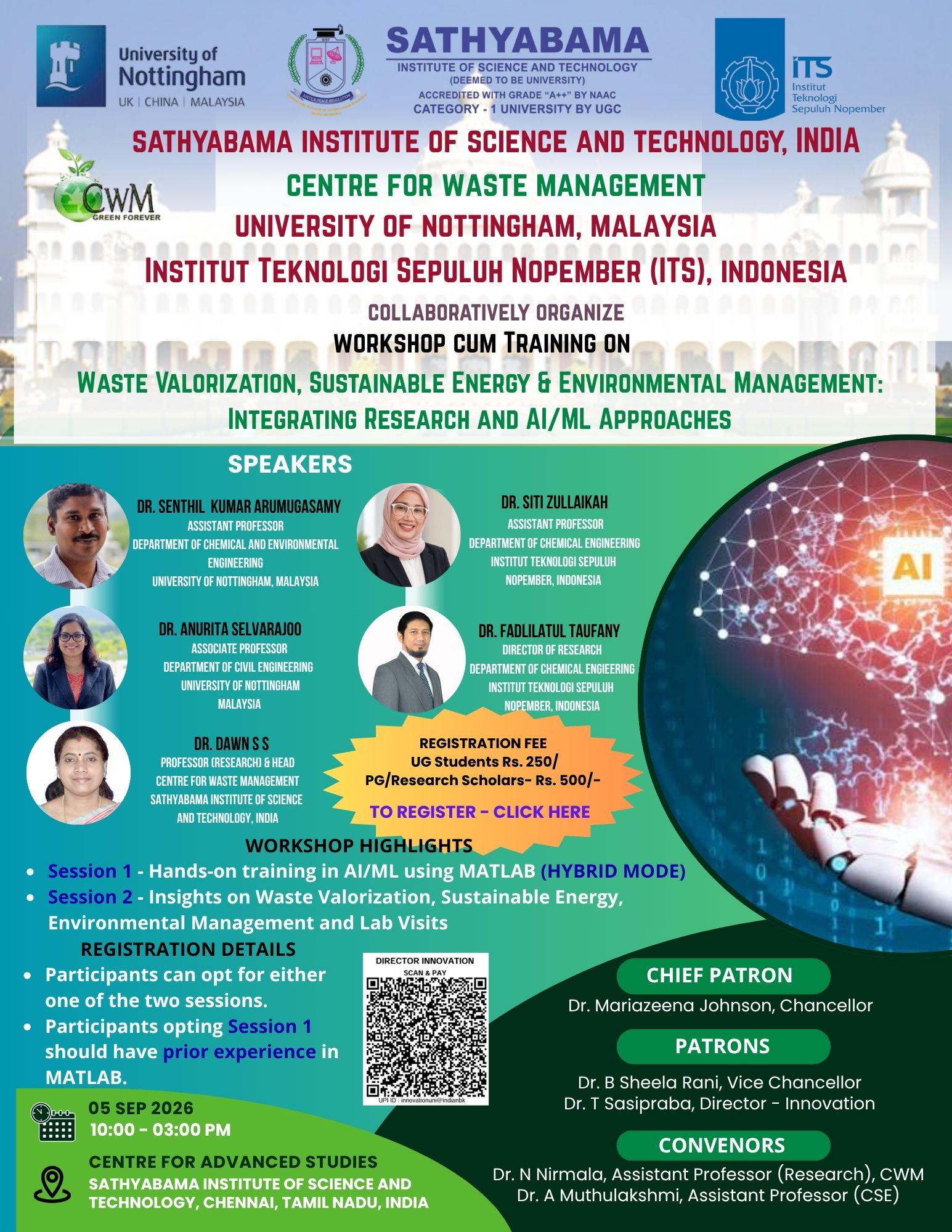 AI/ML Approaches in Waste Valorization, Sustainable Energy & Environmental Management: Integrating Research 2026 Poster