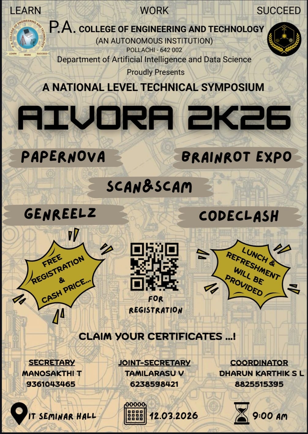 AIVORA-2K26, PA College of Engineering and Technology Coimbatore
