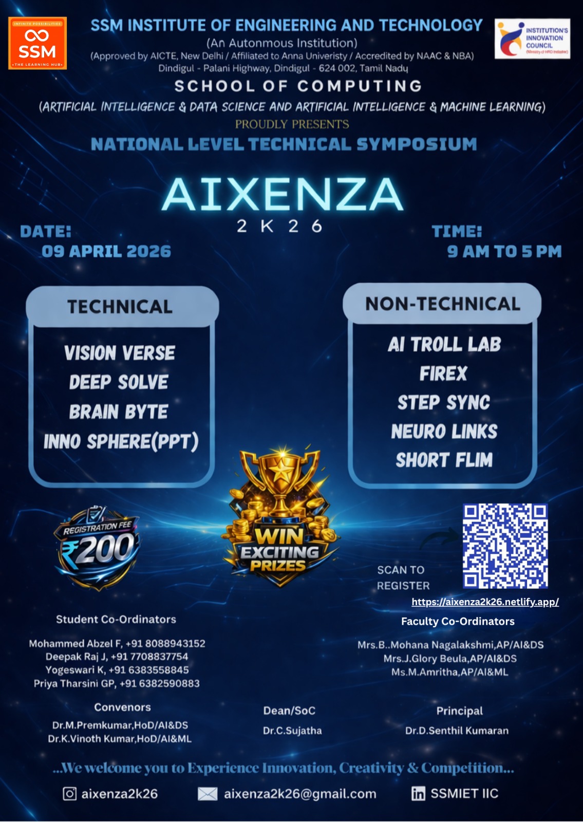 AIXENZA 2K26, SSM Institute of Engineering and Technology Poster