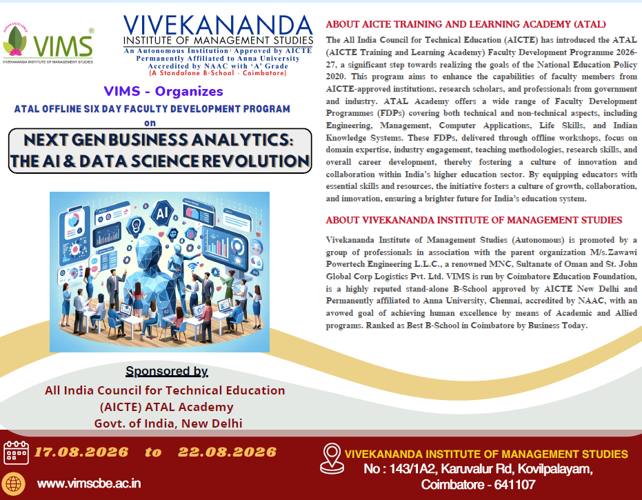 ATAL FDP on Next Gen Business Analytics: The AI & Data Science Revolution Poster