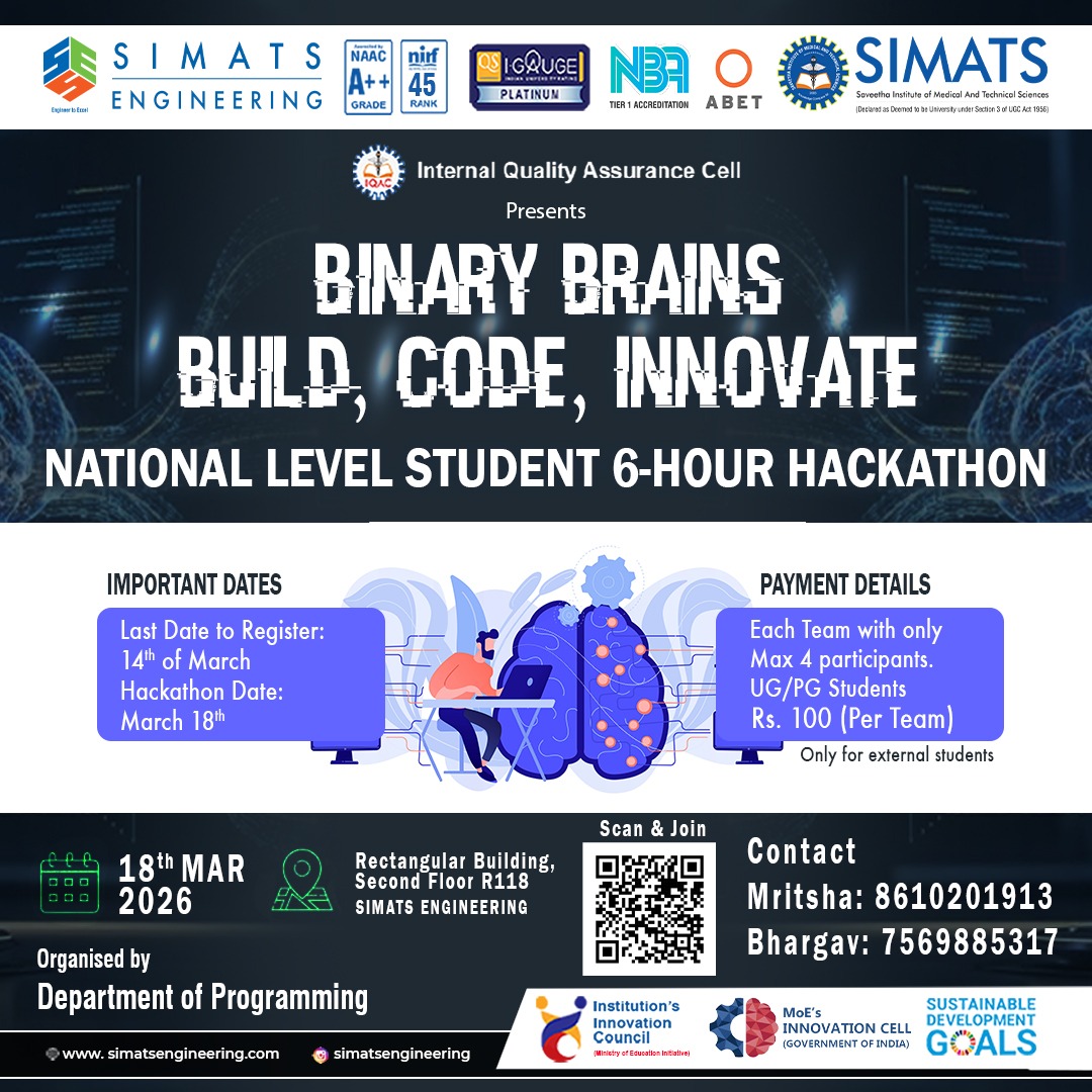 BINARY BRAINS BUILD, CODE, INNOVATE 2026 Poster