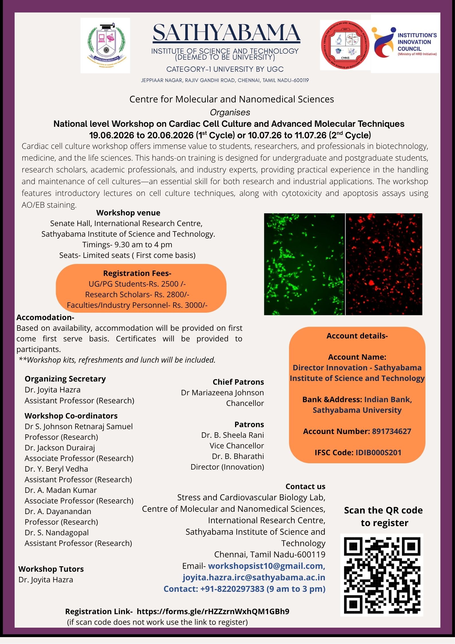 Cardiac Cell Culture and Advanced Molecular Techniques 2026, Chennai, Tamil Nadu, 19th - 20th June 2026 Poster
