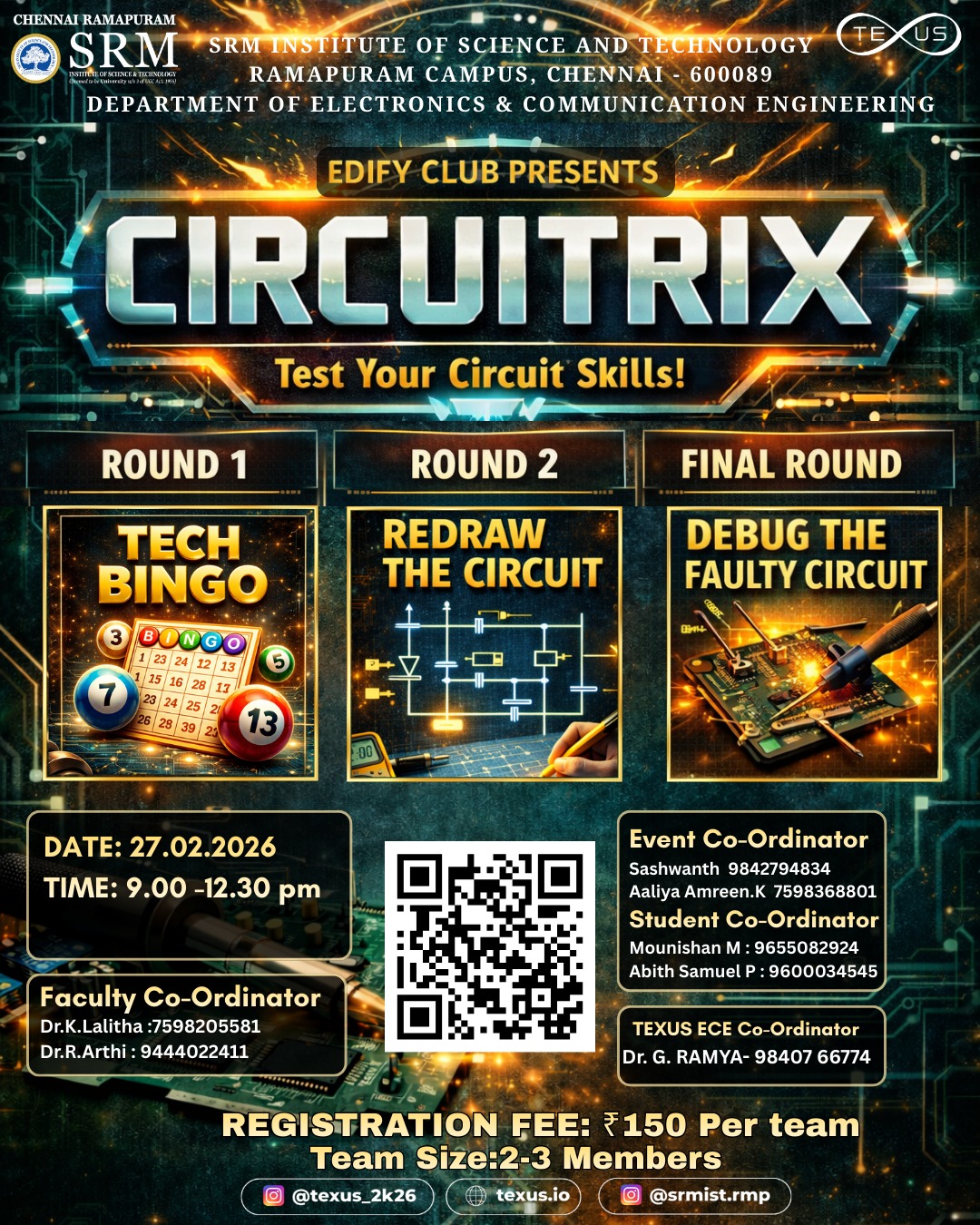 CIRCUITRIX 2026, SRM Institute of Science and Technology Ramapuram Poster