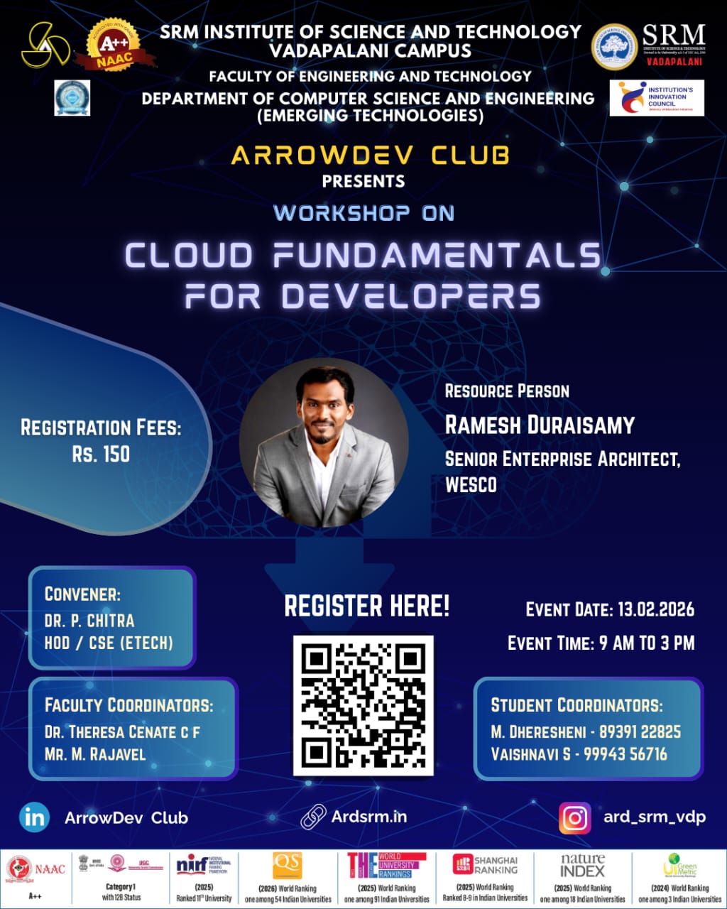 Cloud Fundamentals for Developers 2026, SRM Institute of Science and Technology Vadapalani Campus