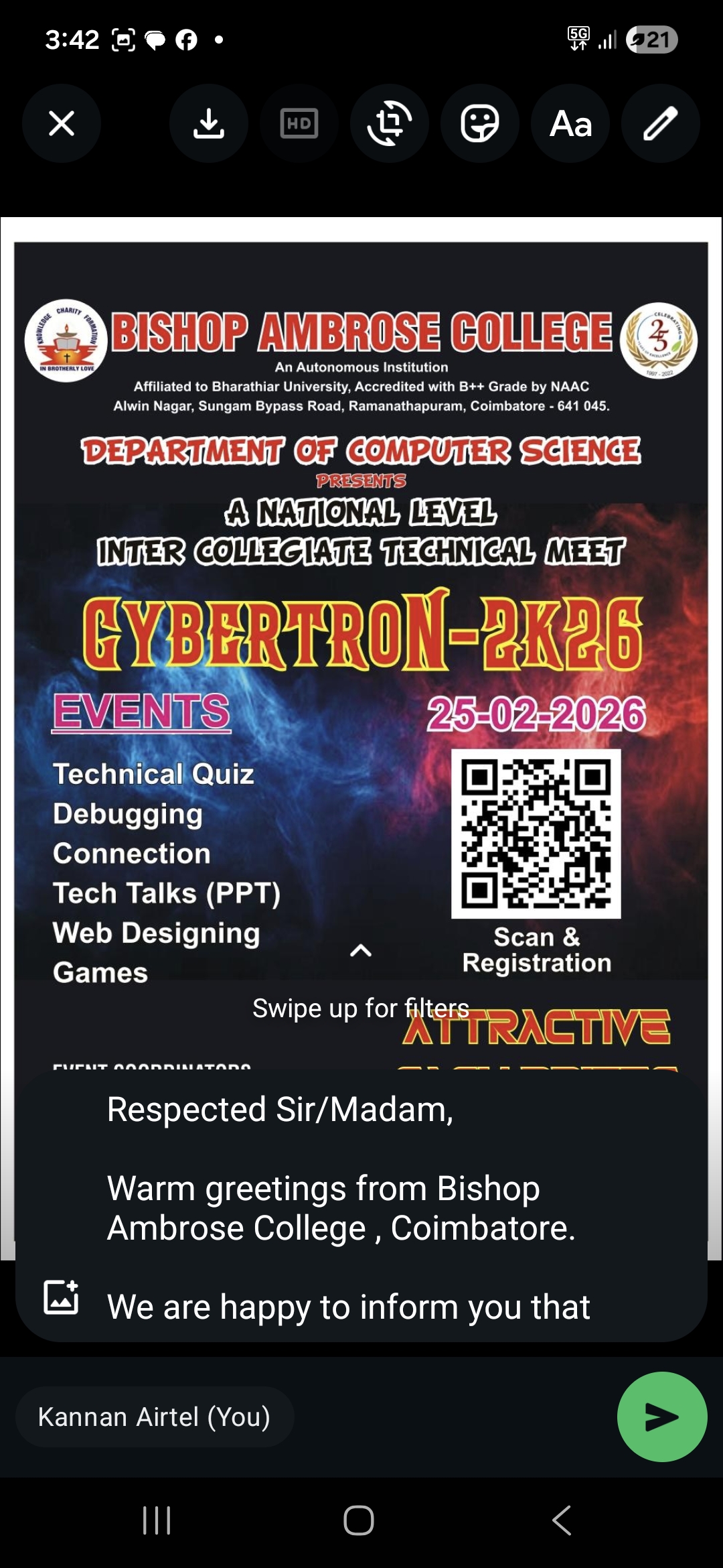 Cybertron 2K26, Bishop Ambrose College Coimbatore Poster
