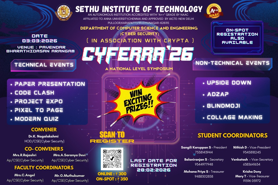 CYFERRA 26, Sethu Institute of Technology, Kariapatti