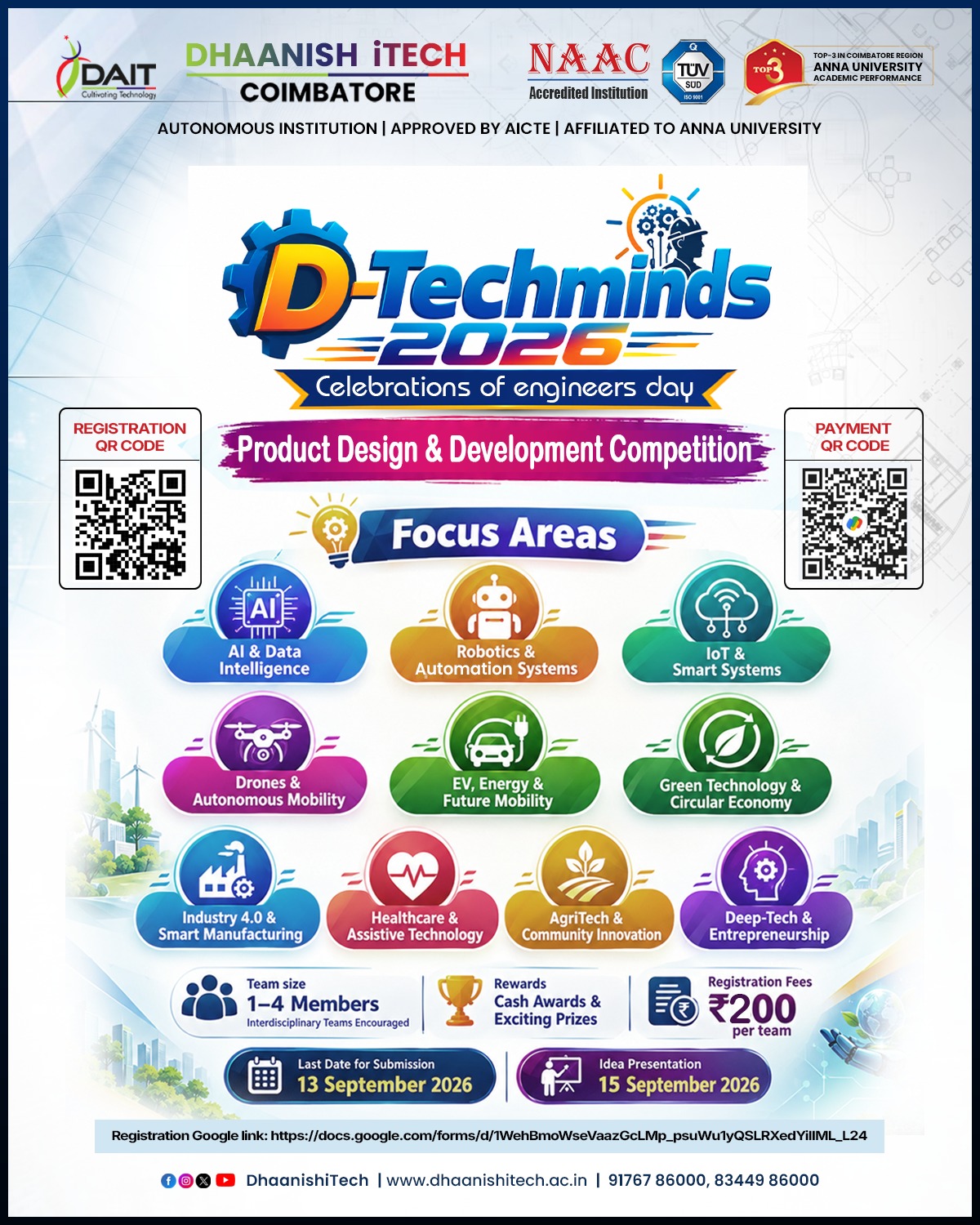 D-Techminds 2026: Product Design and Development Competition Poster