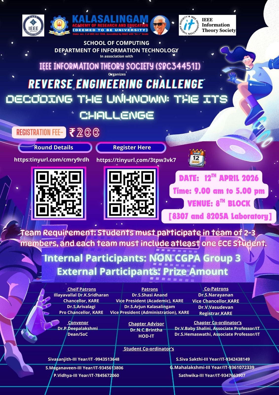 Decoding the Unknown: The ITS Challenge 2026, Kalasalingam Academy of Research and Education, Reverse Engineering Challenge, Virudhunagar
