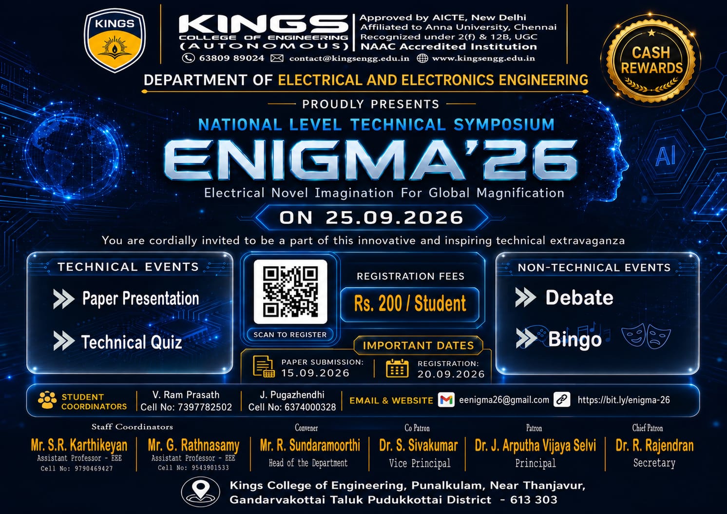 ENIGMA’26, Kings College of Engineering Poster