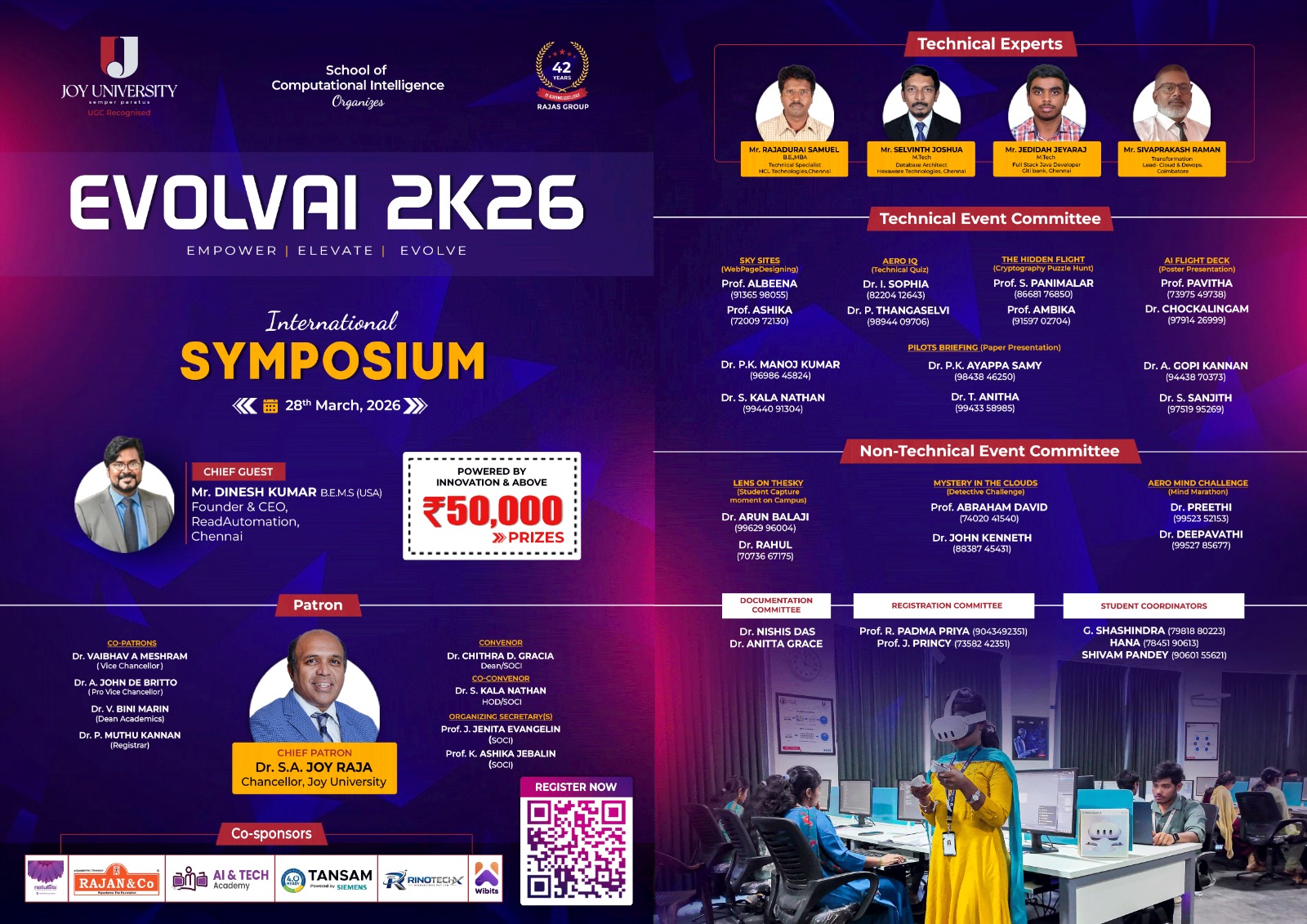 Evolvai 2026, Joy University, Tirunelveli Poster