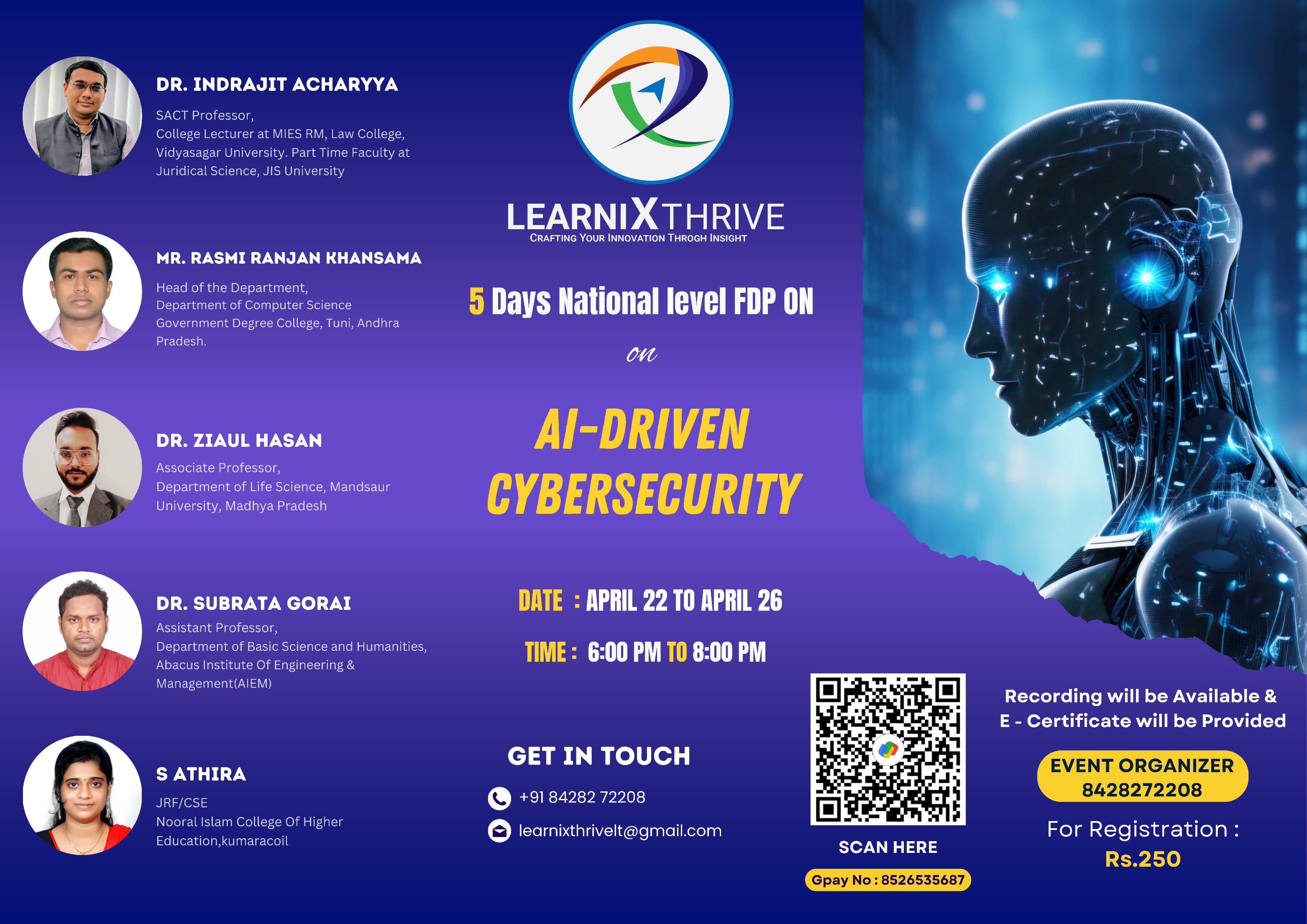 Five Days National Level FDP on AI-Driven Cybersecurity
