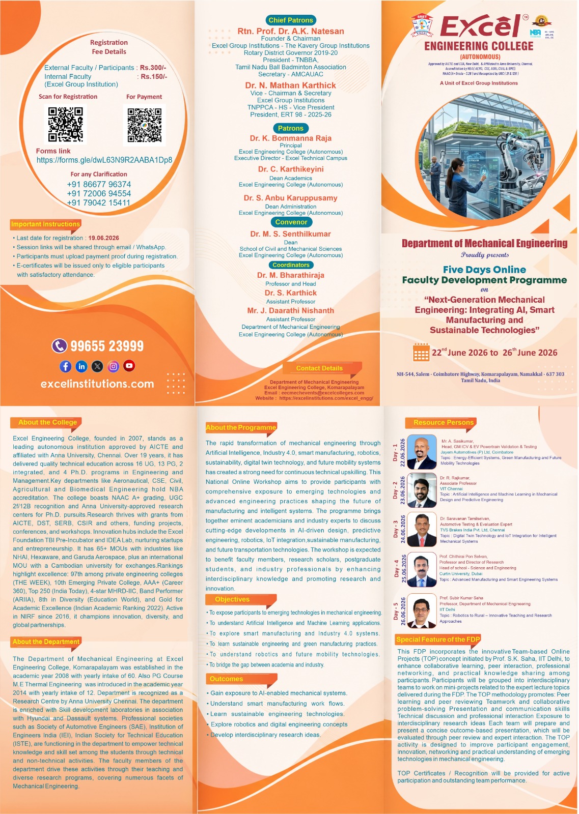 Five Days Online Faculty Development Programme (FDP) on Next-Generation Mechanical Engineering: Integrating AI, Smart Manufacturing and Sustainable Technologies