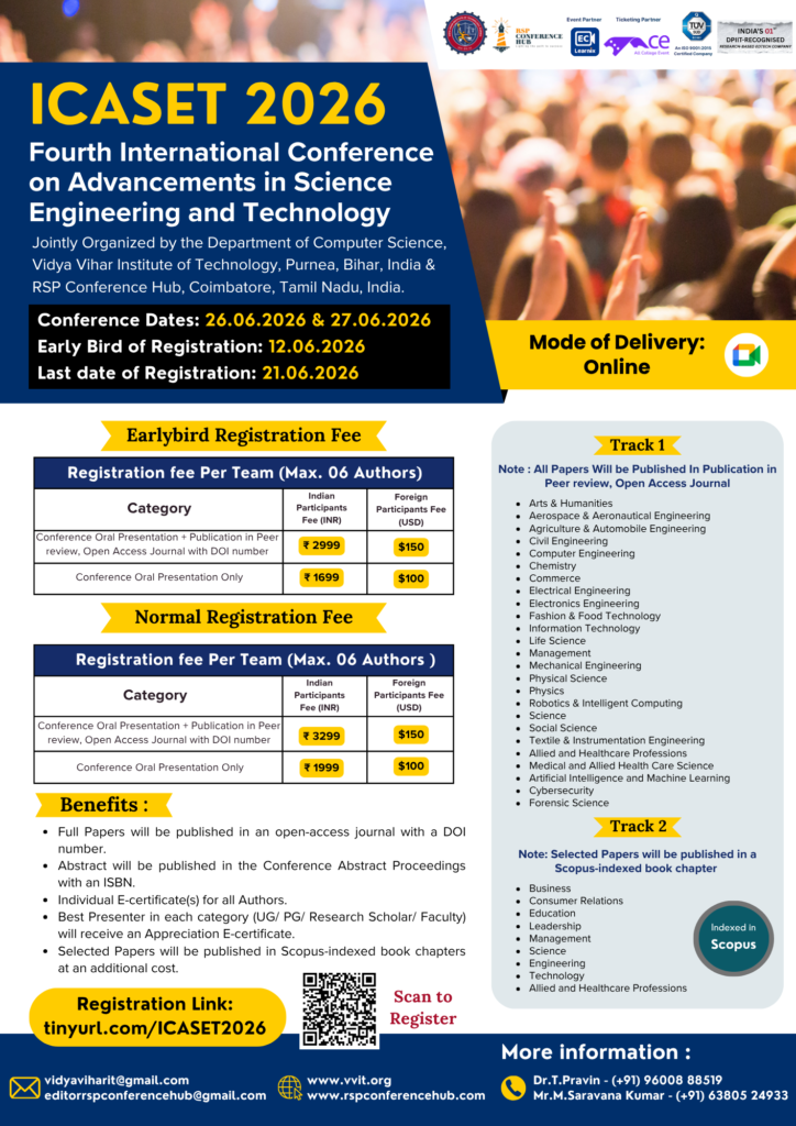 Fourth International Conference on Advancements in Science Engineering and Technology ICASET 2026