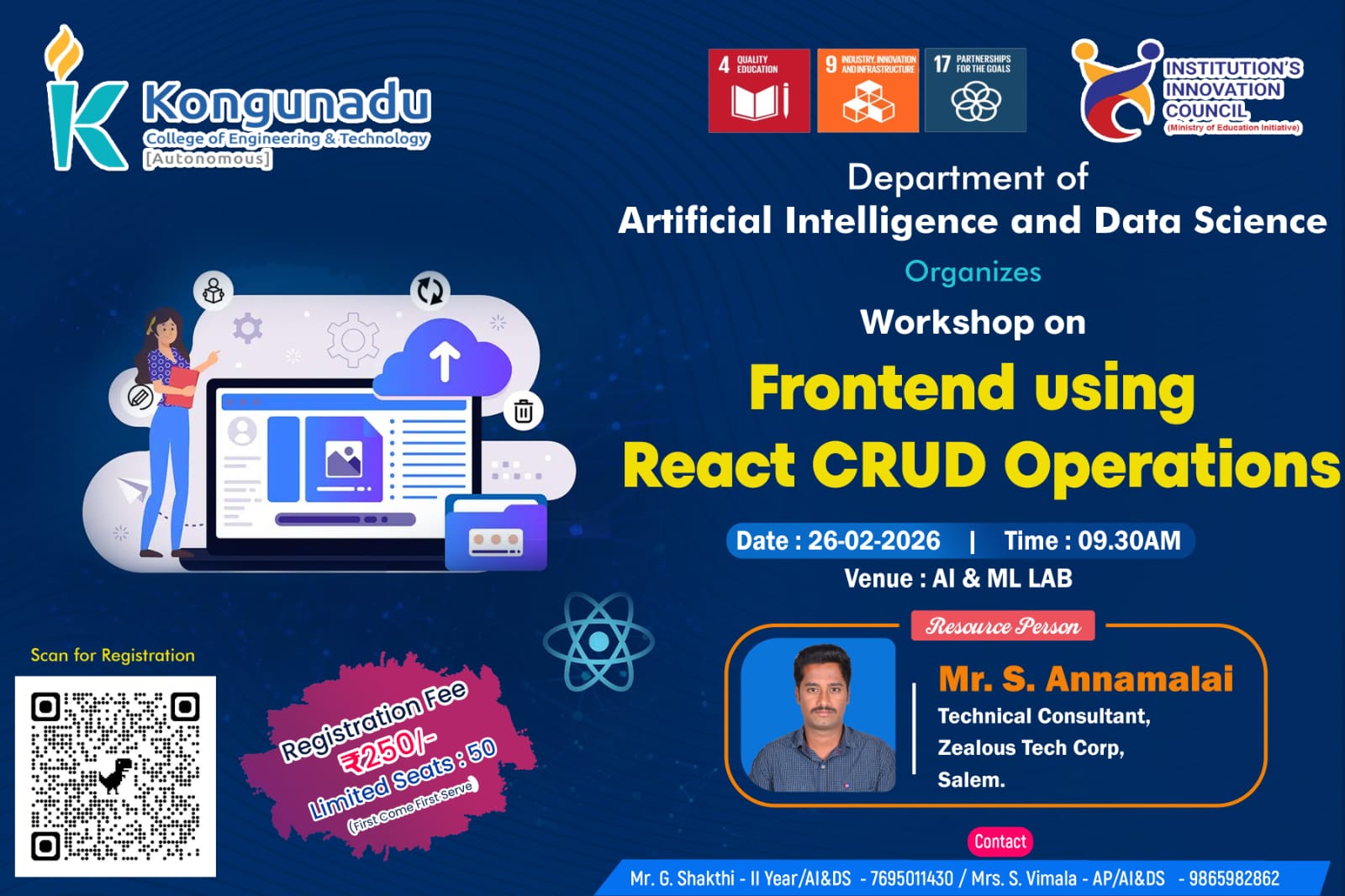 Frontend using React CRUD Operations, Kongunadu College of Engineering and Technology, Tiruchirappalli Poster