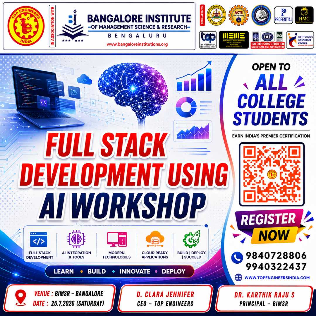 Full Stack Development using AI Workshop 2026, Chennai, Tamil Nadu, 25th July 2026 Poster