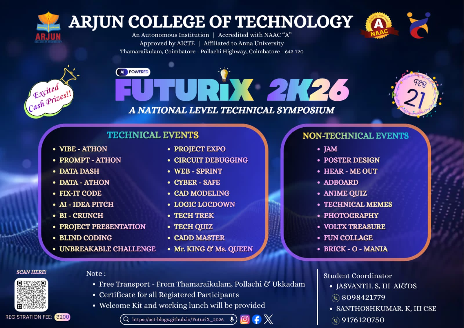 FuturiX 2026, Arjun College of Technology Poster