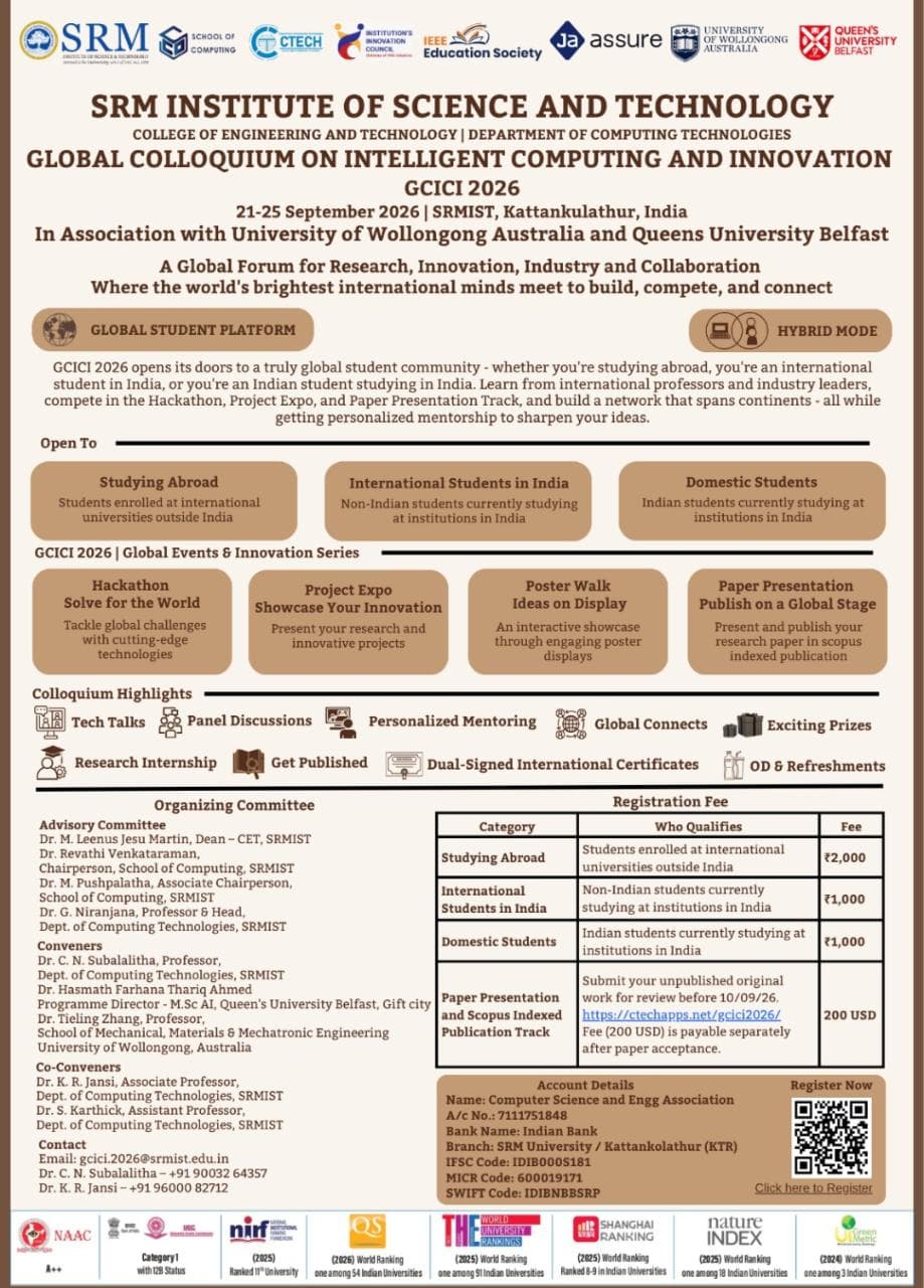 Global Colloquium on intelligent Computing and innovation GCICI 2026 Poster