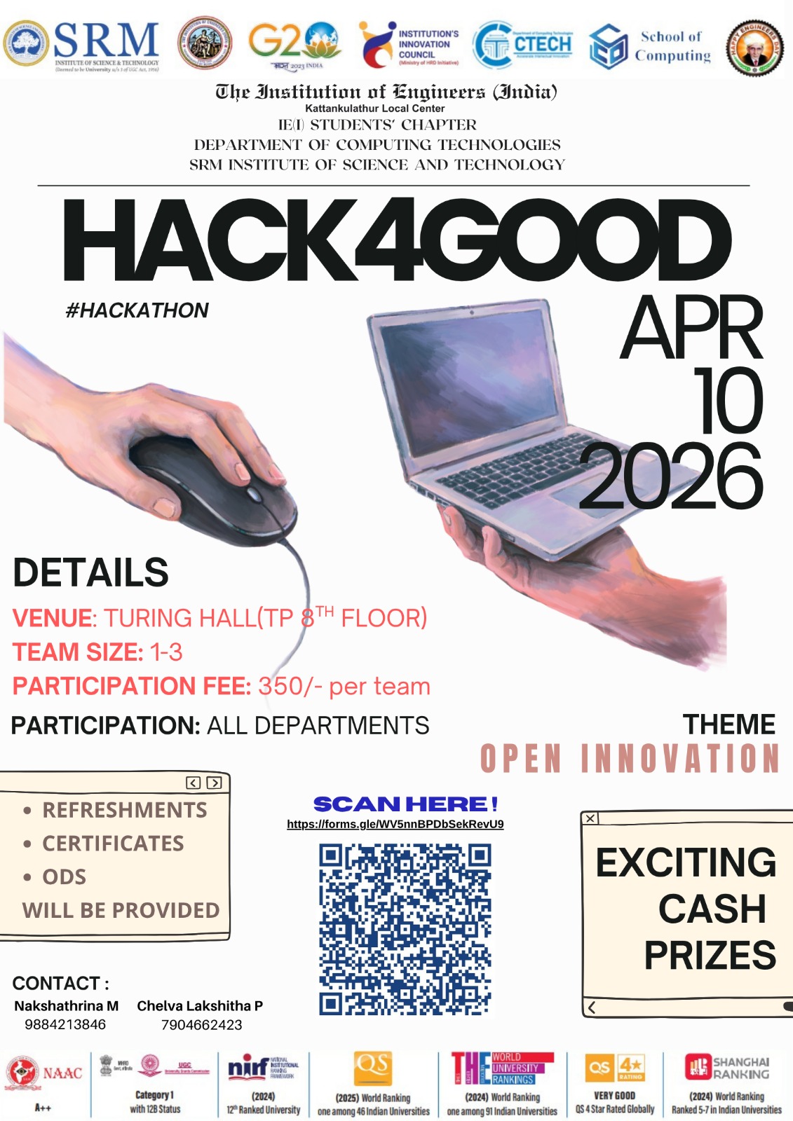 HACK4GOOD 2026, SRM Institute of Science and Technology Kattankulathur Poster