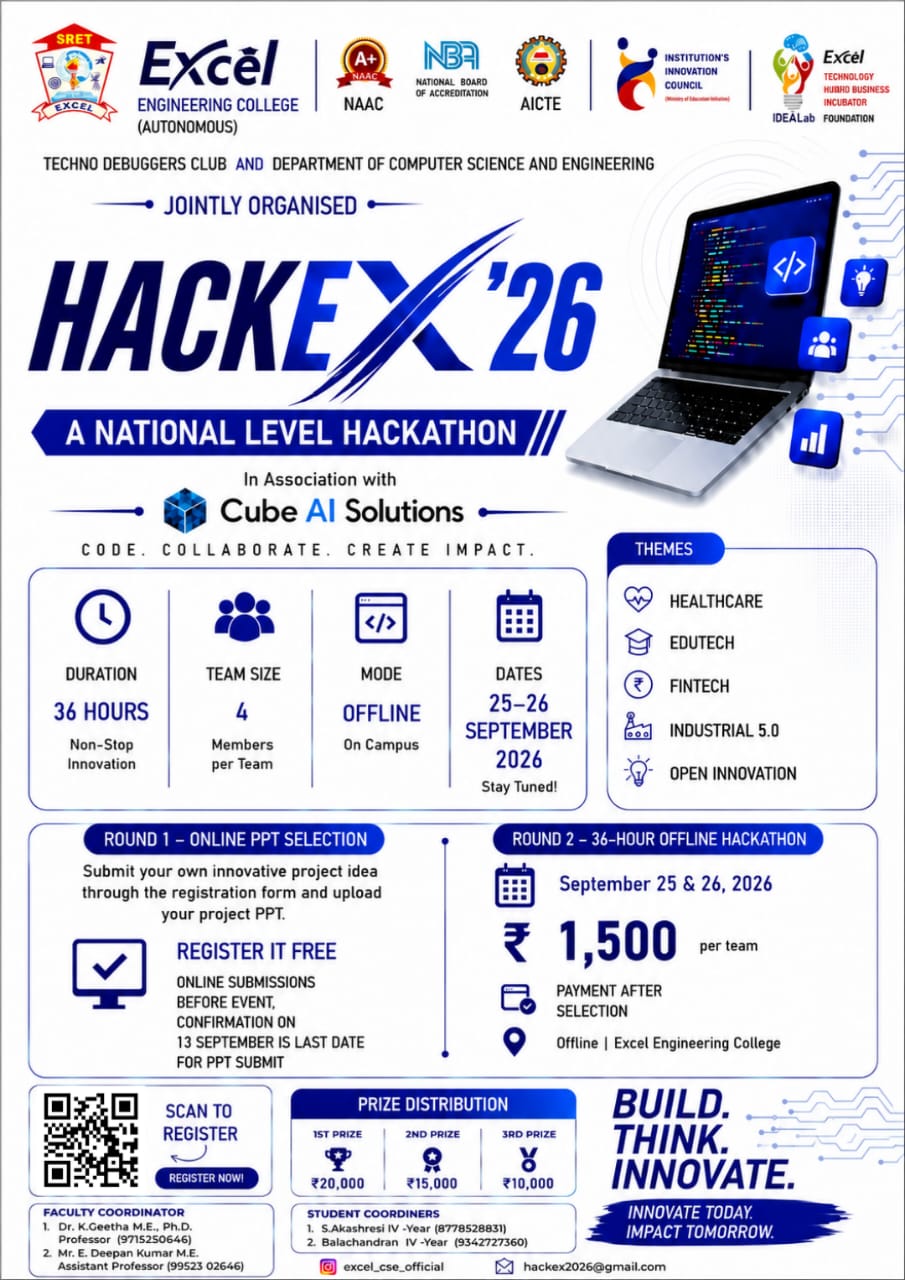 HACKEX ’26, Excel Engineering College Poster