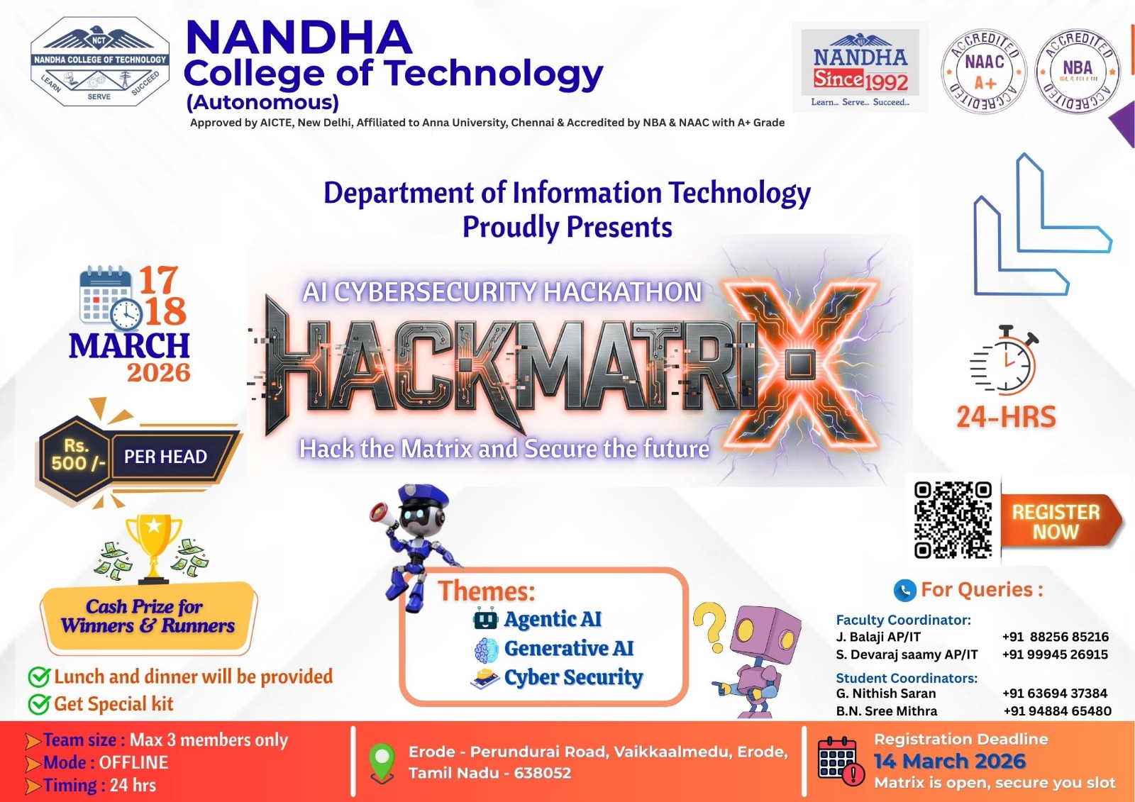 HACKMATRIX 2026, Nandha College of Technology, Erode