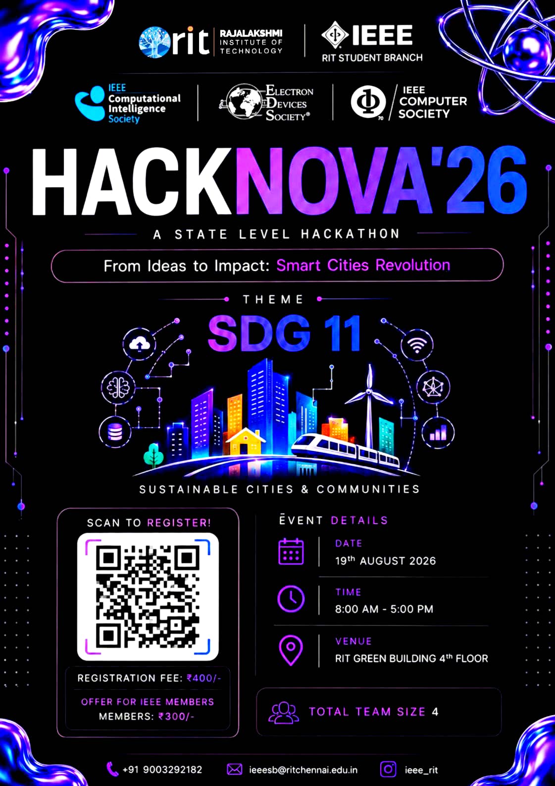 HACKNOVA'26, Chennai Poster