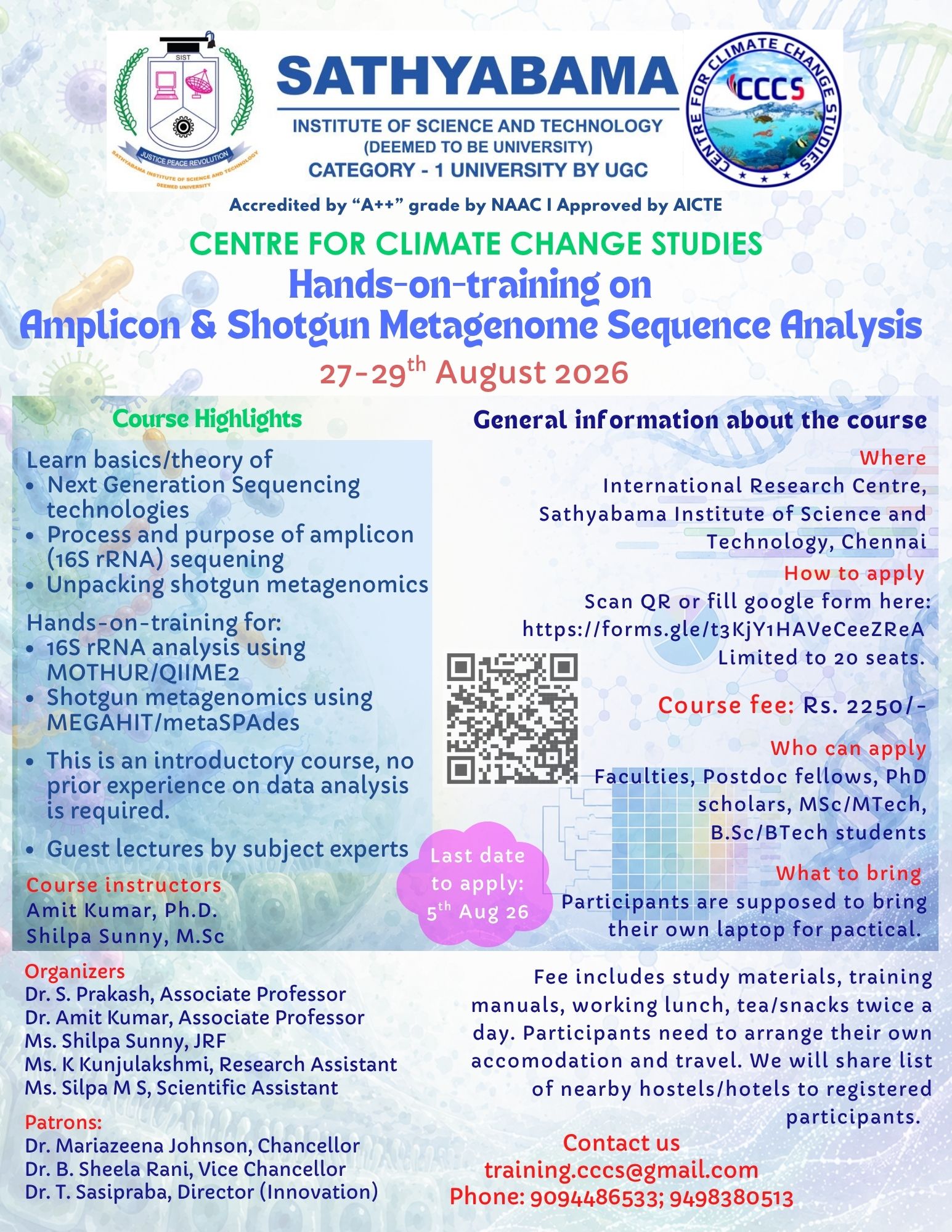 Hands-on Training on Amplicon & Shotgun Metagenome Sequence Analysis 2026 Poster