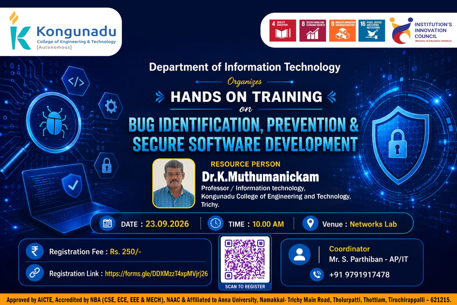Hands-on Training on Bug Identification, Prevention & Secure Software Development 2026 Poster