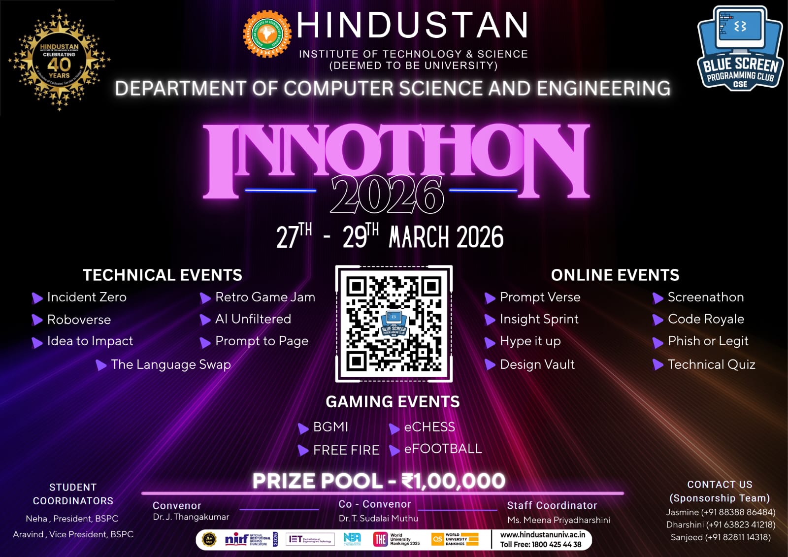 Innothon 2026, Hindustan Institute of Technology and Science Chennai Poster
